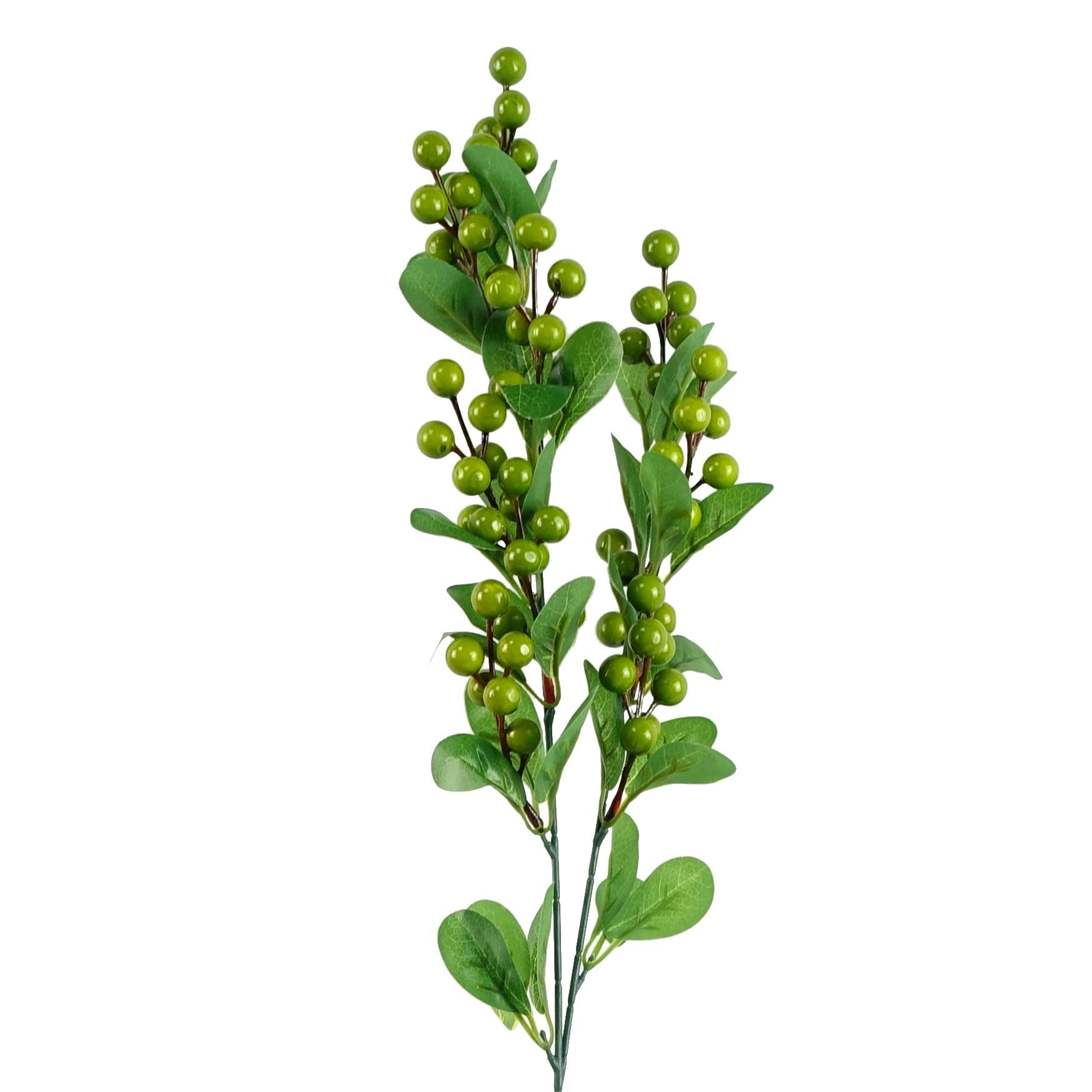 Leaf 70cm Artificial Green Berry Spray with Plastic Leaves