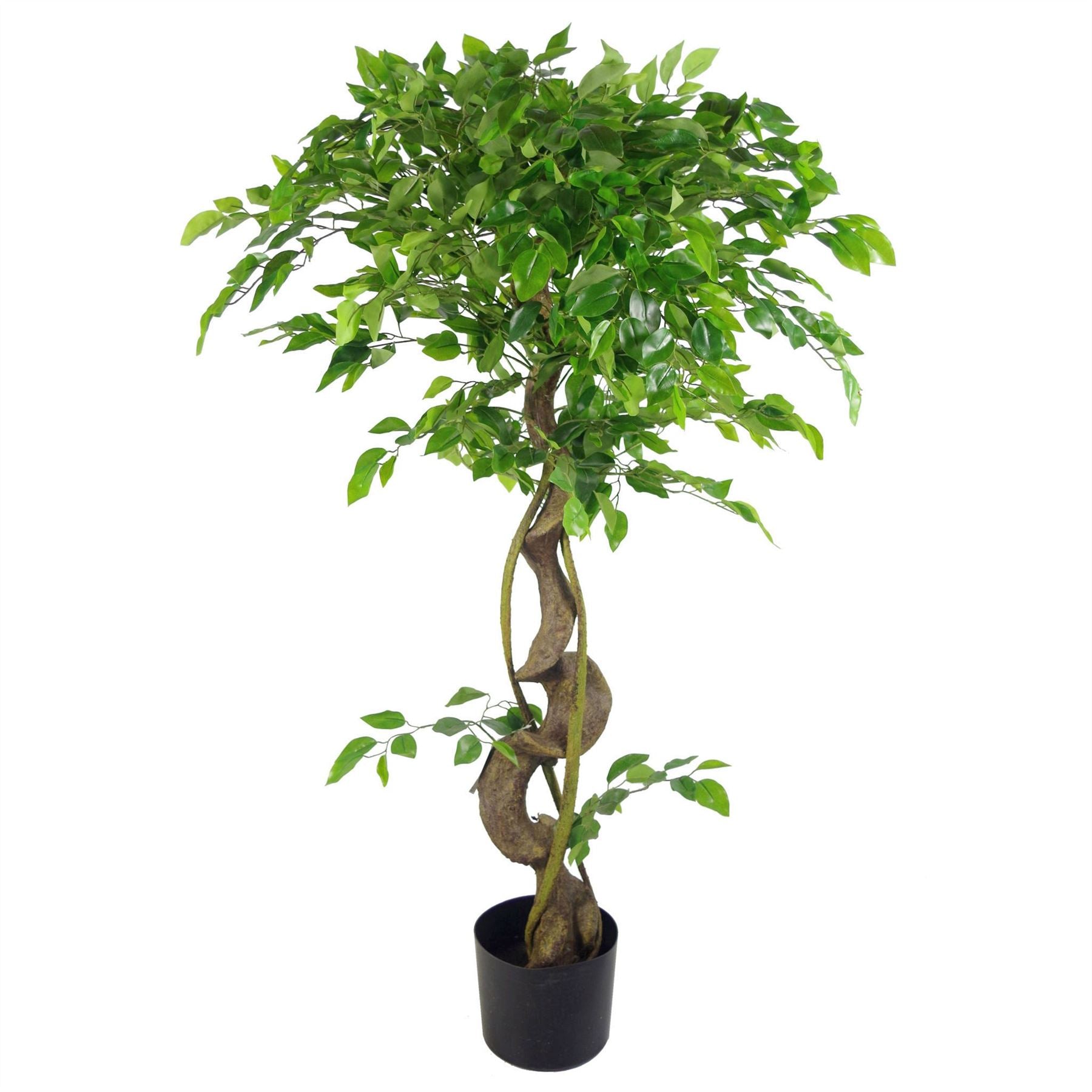 Leaf 120cm Artificial Twisted Ficus Tree in Weighted Plastic Pot