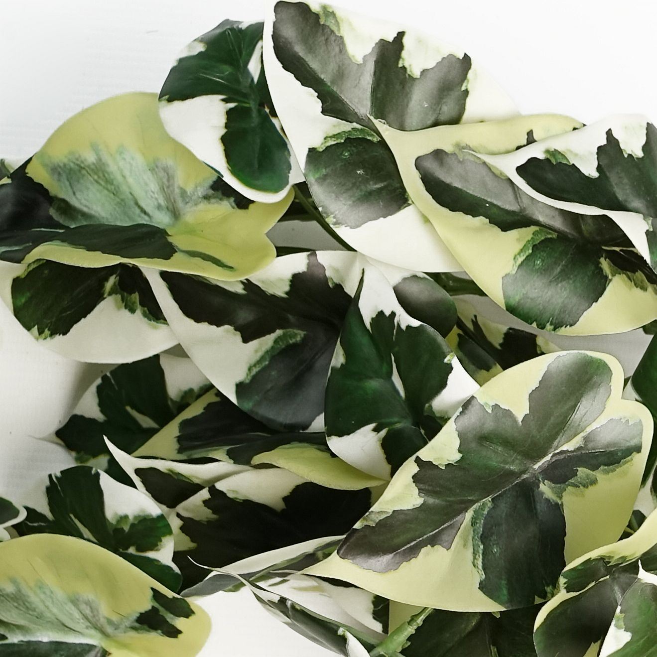 Leaf 40cm Artificial Trailing Variegated Marble Pothos Plant, Realistic, Bare Stem