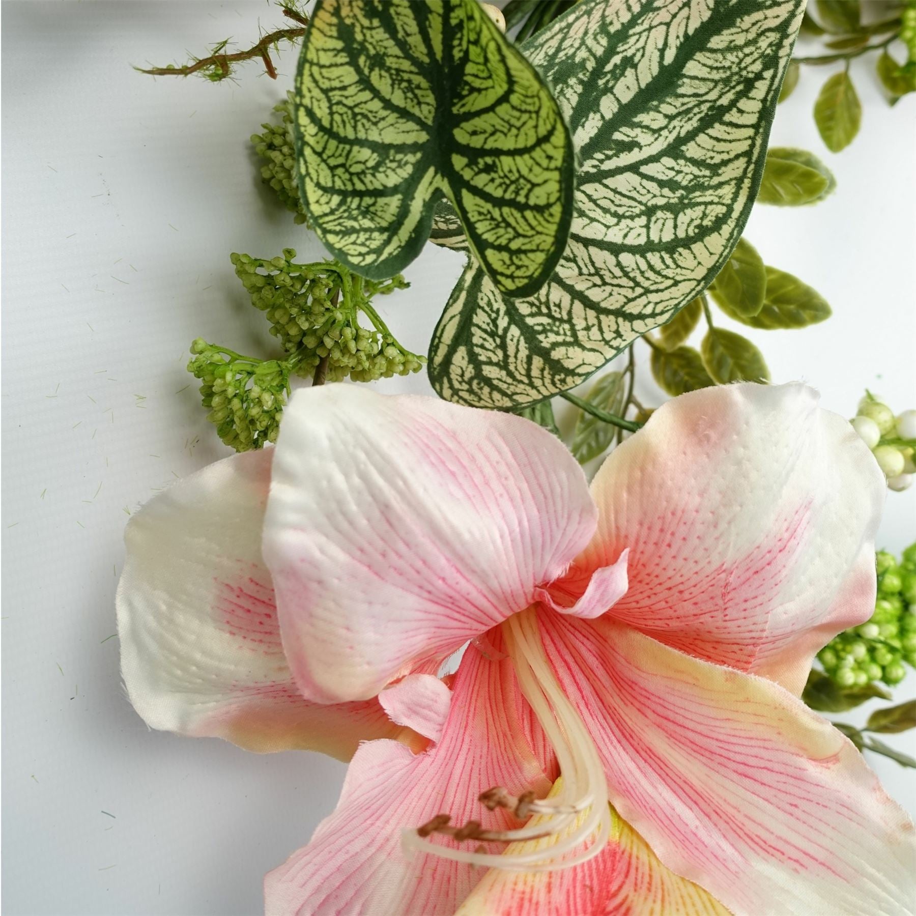 Leaf 180cm Artificial Hanging Pink Lily Garland, Realistic Trailing Plant