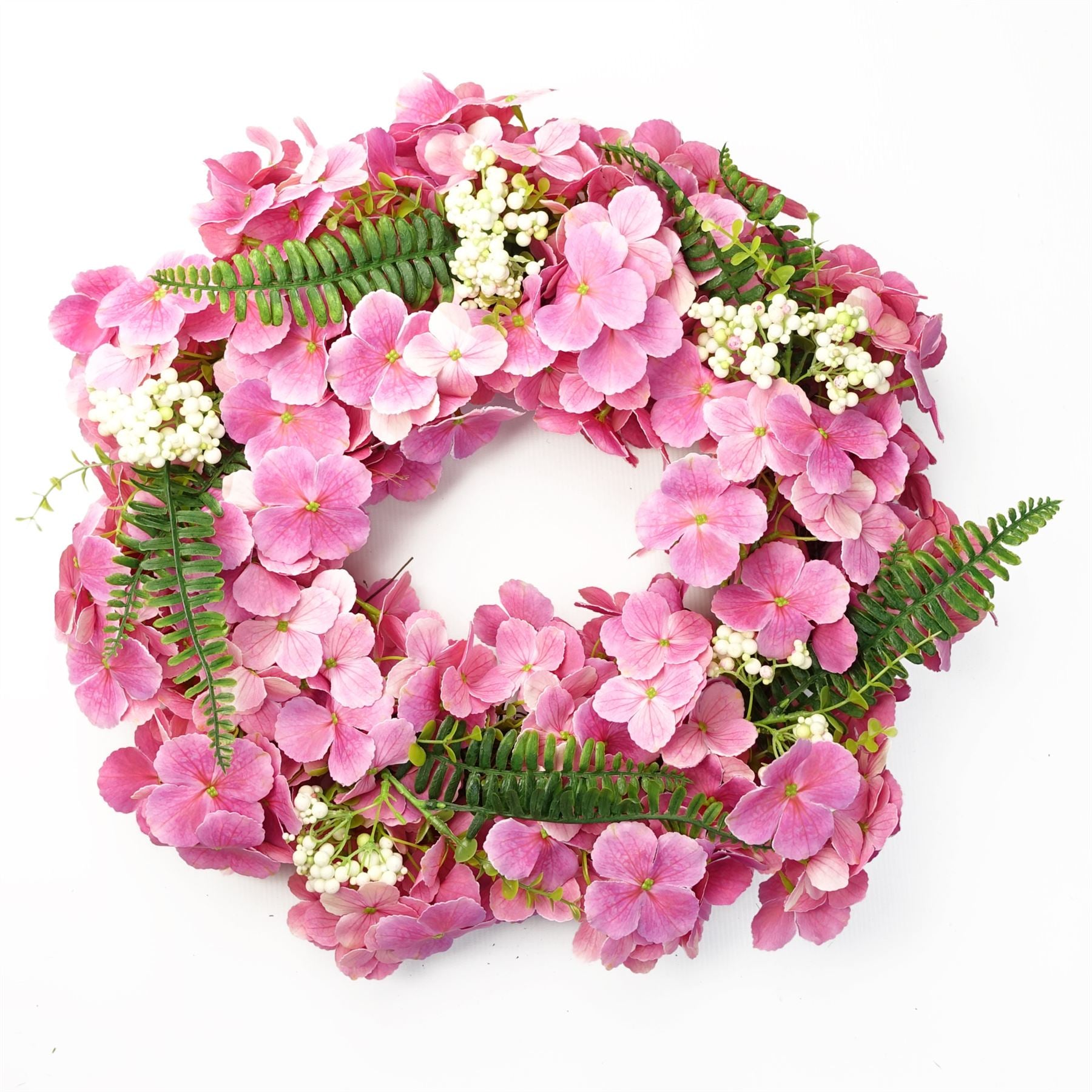 Leaf 40cm Large Artificial Pink Blossom Wreath with Natural Woven Base