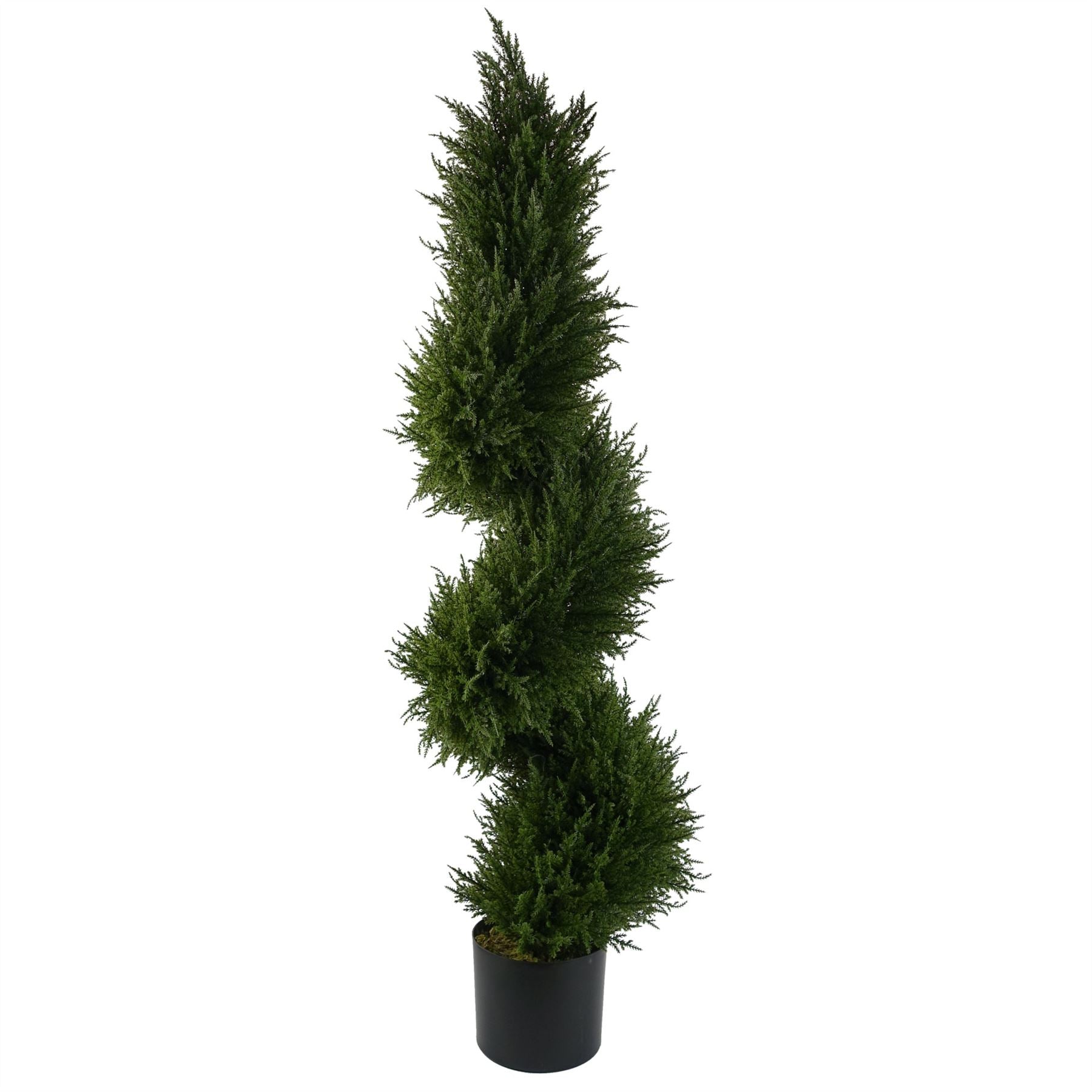 120cm Artificial Spiral Cypress Tree Topiary in Plain Plastic Pot