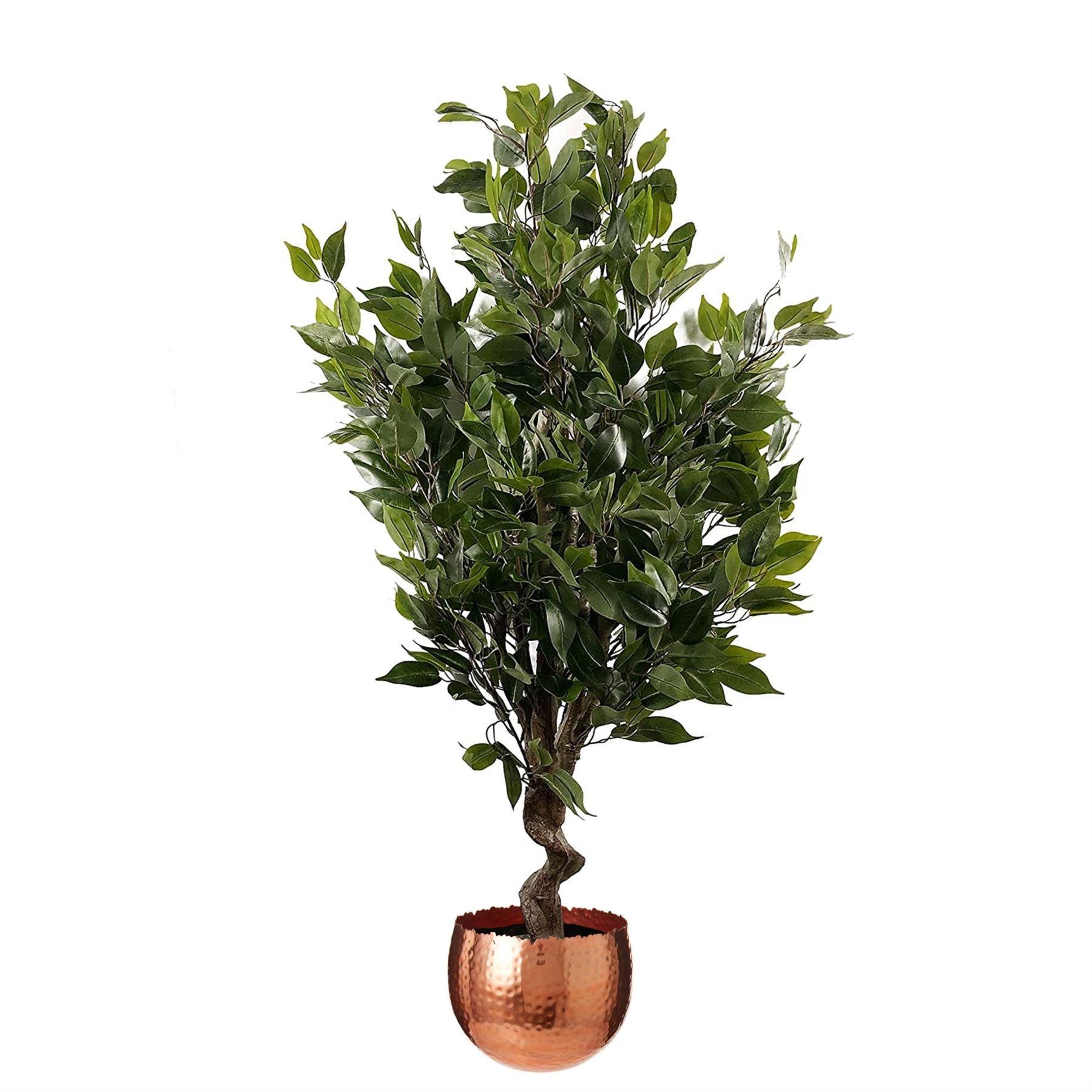 Leaf Design UK 110cm Realistic Artificial Ficus Tree with Decorative Metal Planter