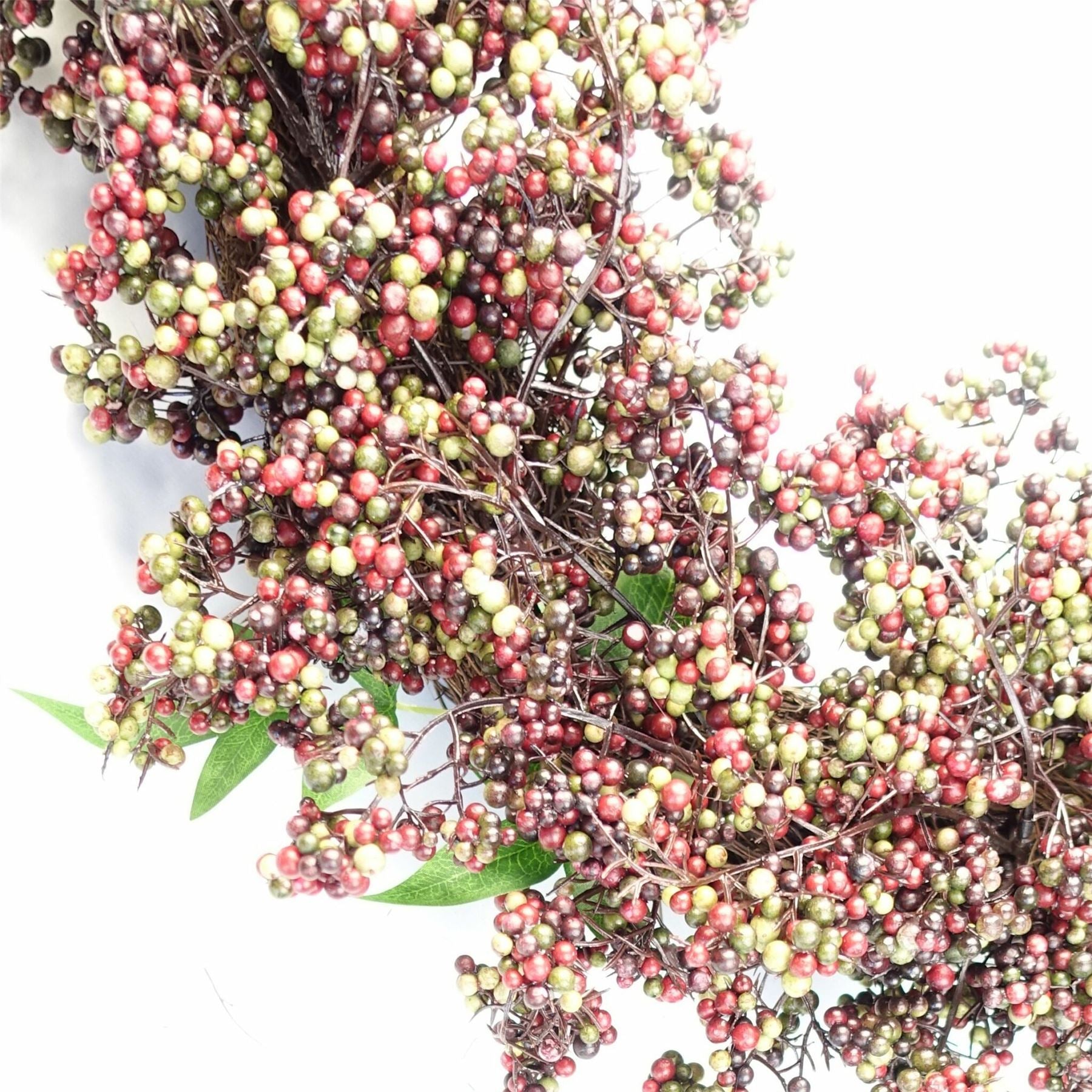 Leaf 55cm Artificial Black and Red Berry Wreath