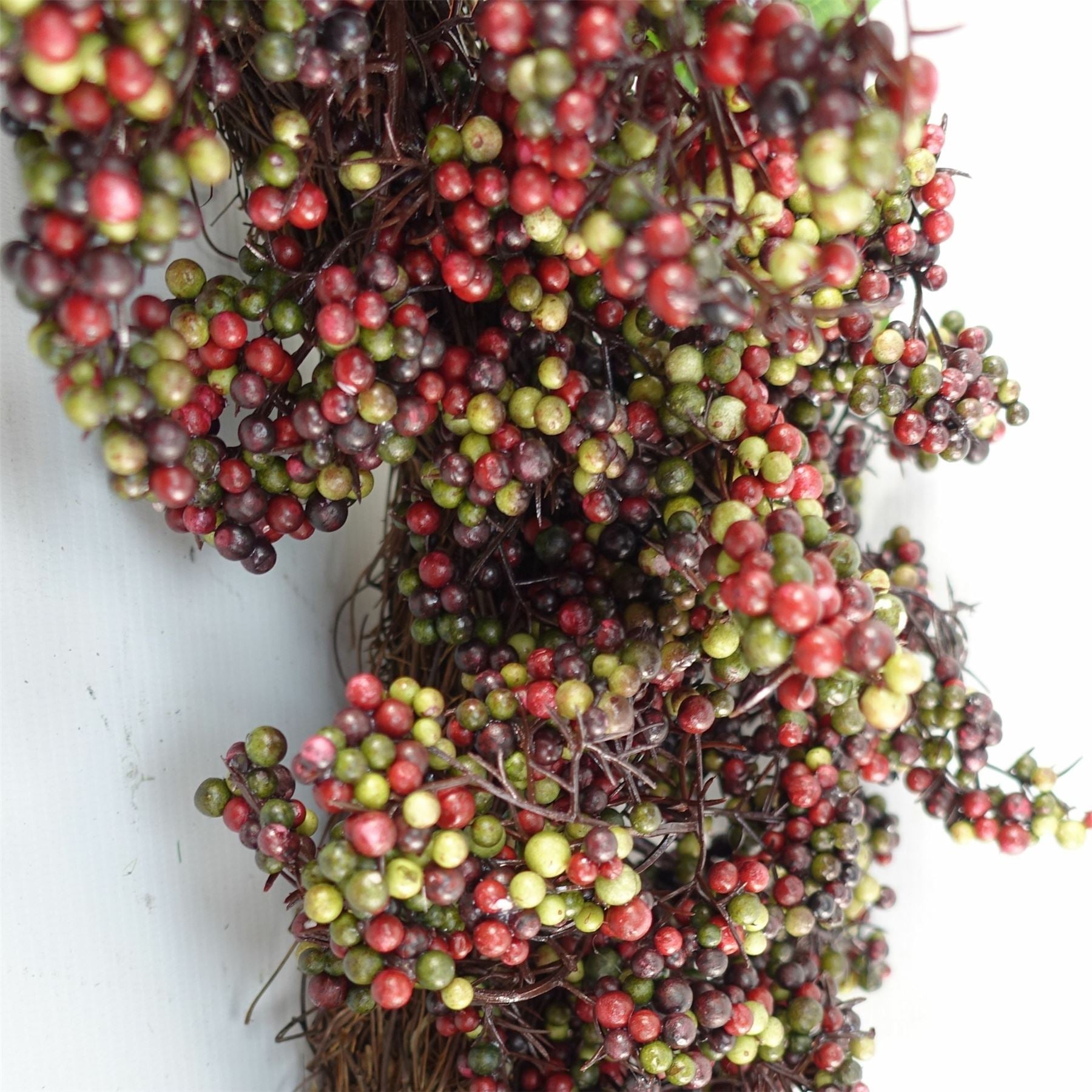 Leaf 55cm Artificial Black and Red Berry Wreath