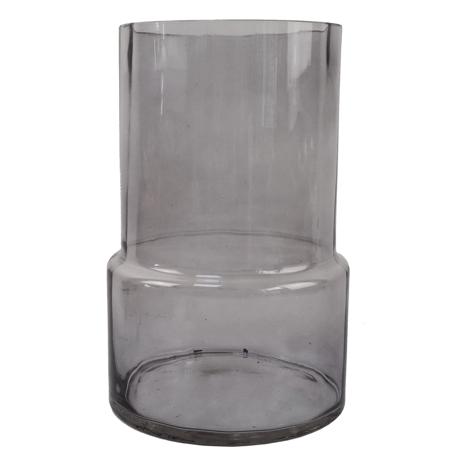 60cm Pink Peonies and Artificial Eucalyptus in Smoke Grey Glass Vase
