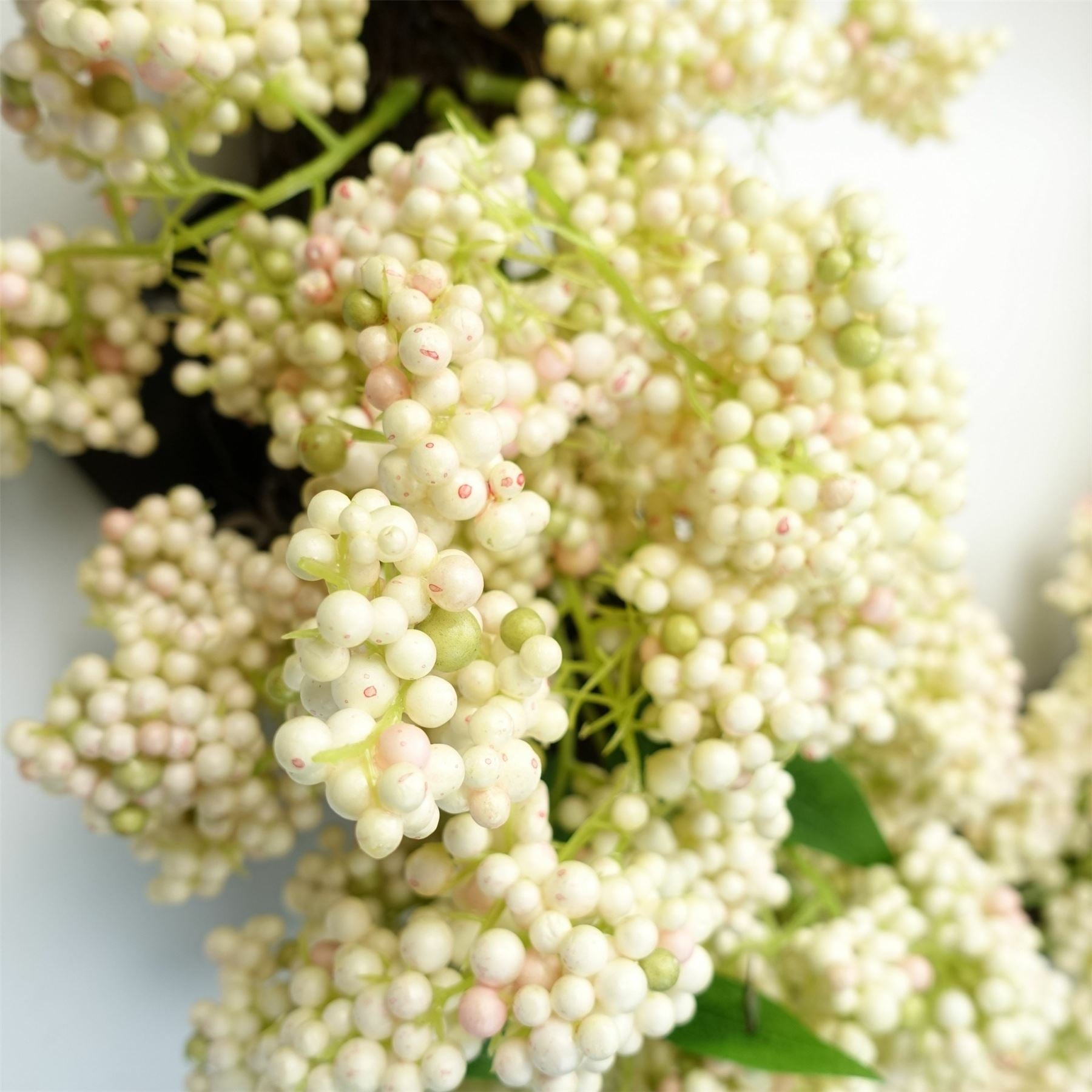 Leaf 55cm Artificial Hanging White Berry Wreath