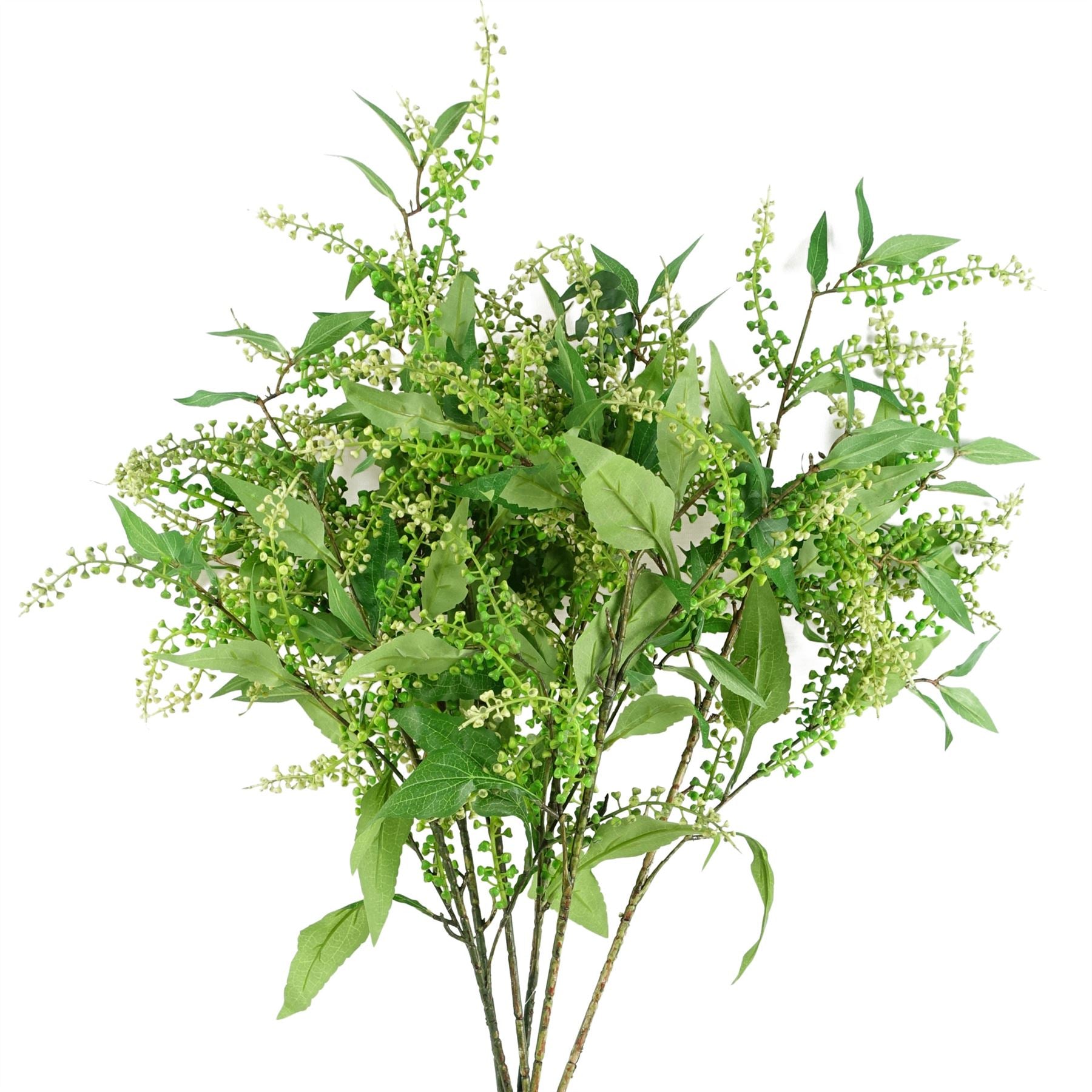 Pack of 6 Artificial Green Foliage Stems with Silk Leaves, 85cm Tall