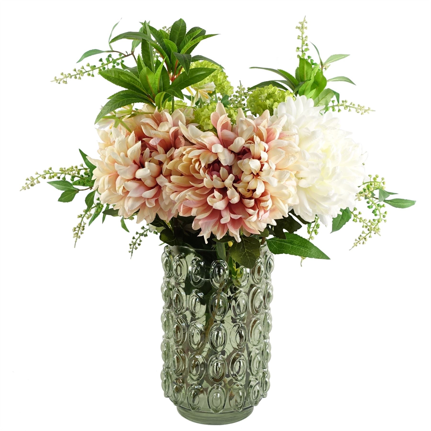 Pack of 6 Artificial Green Foliage Stems with Silk Leaves, 85cm Tall