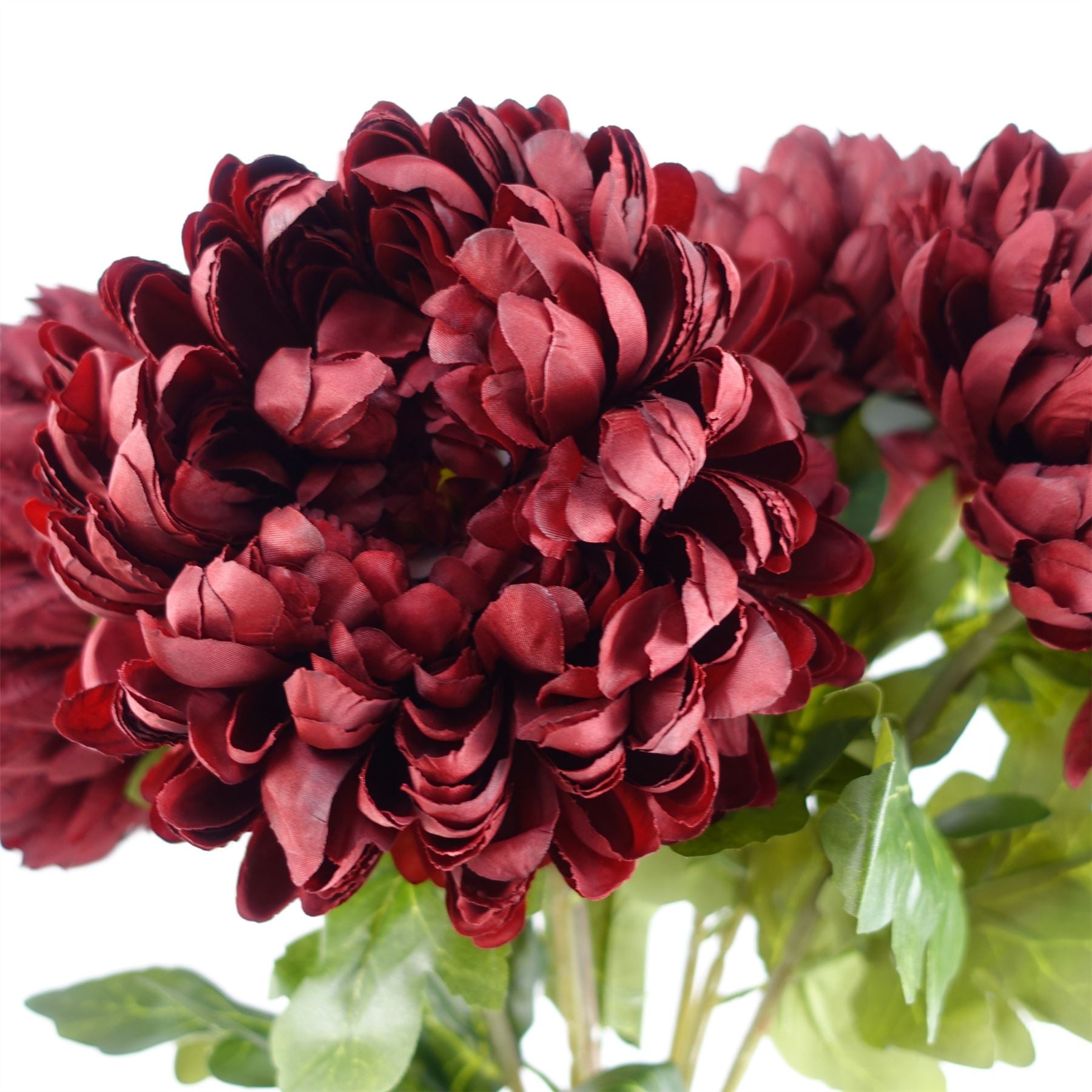 Leaf 75cm Extra Large Red Reflex Chrysanthemum Silk Flower Stem