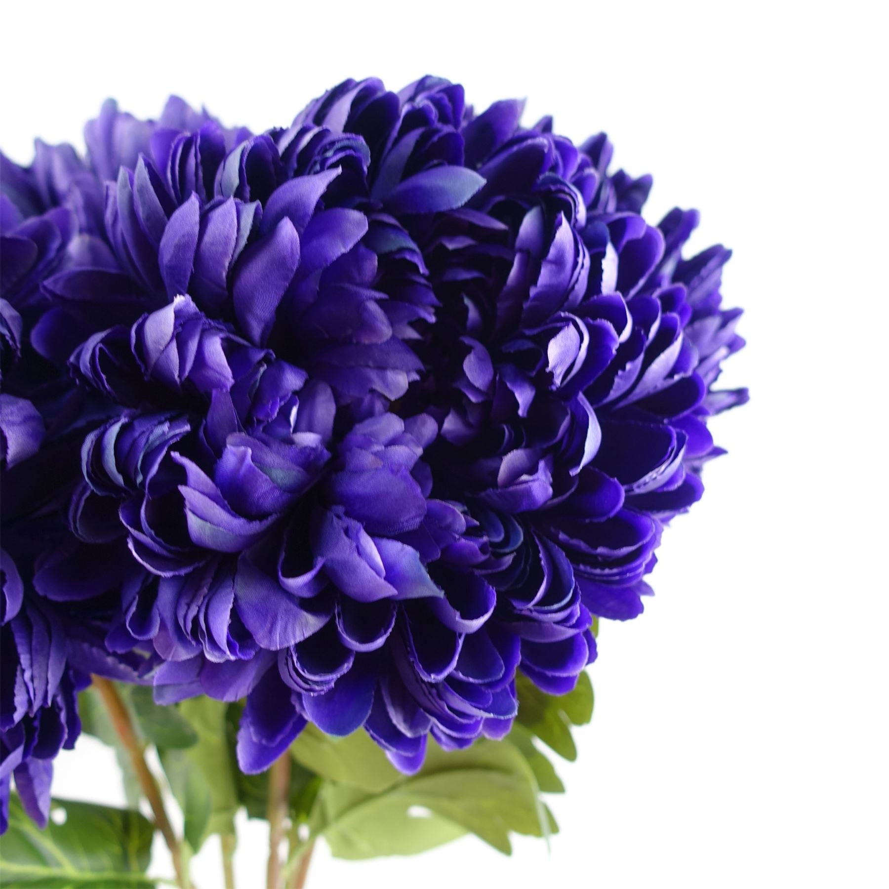 Leaf 75cm Extra Large Purple Silk Reflex Chrysanthemum Stem