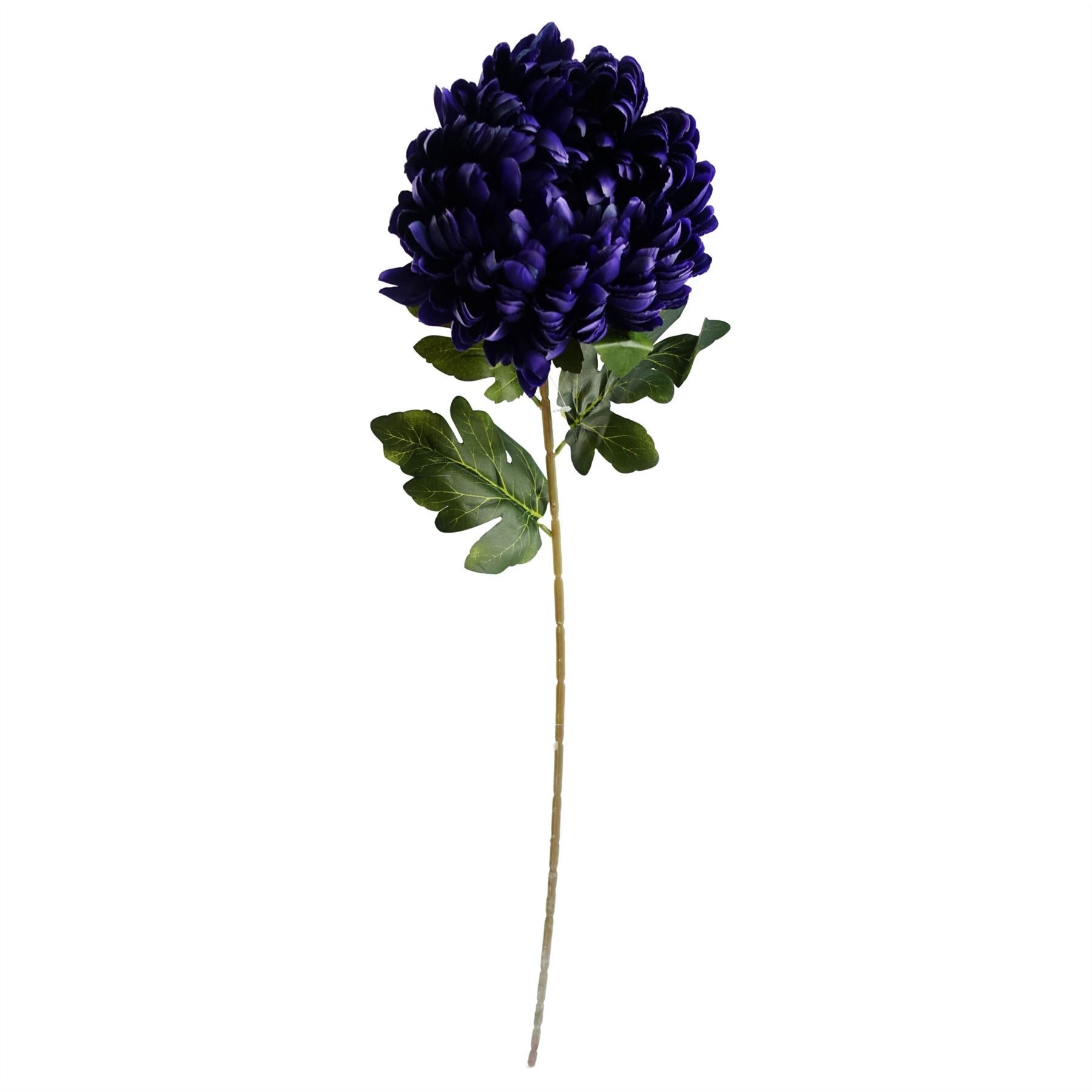 Leaf 75cm Extra Large Purple Silk Reflex Chrysanthemum Stem