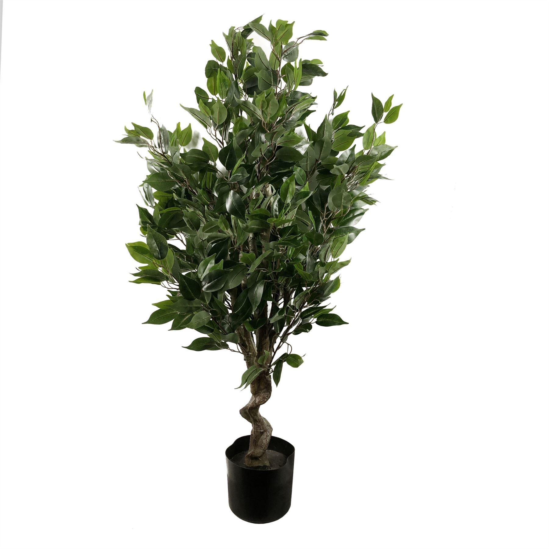 110cm Artificial Evergreen Ficus Tree with Silver Curve Planter