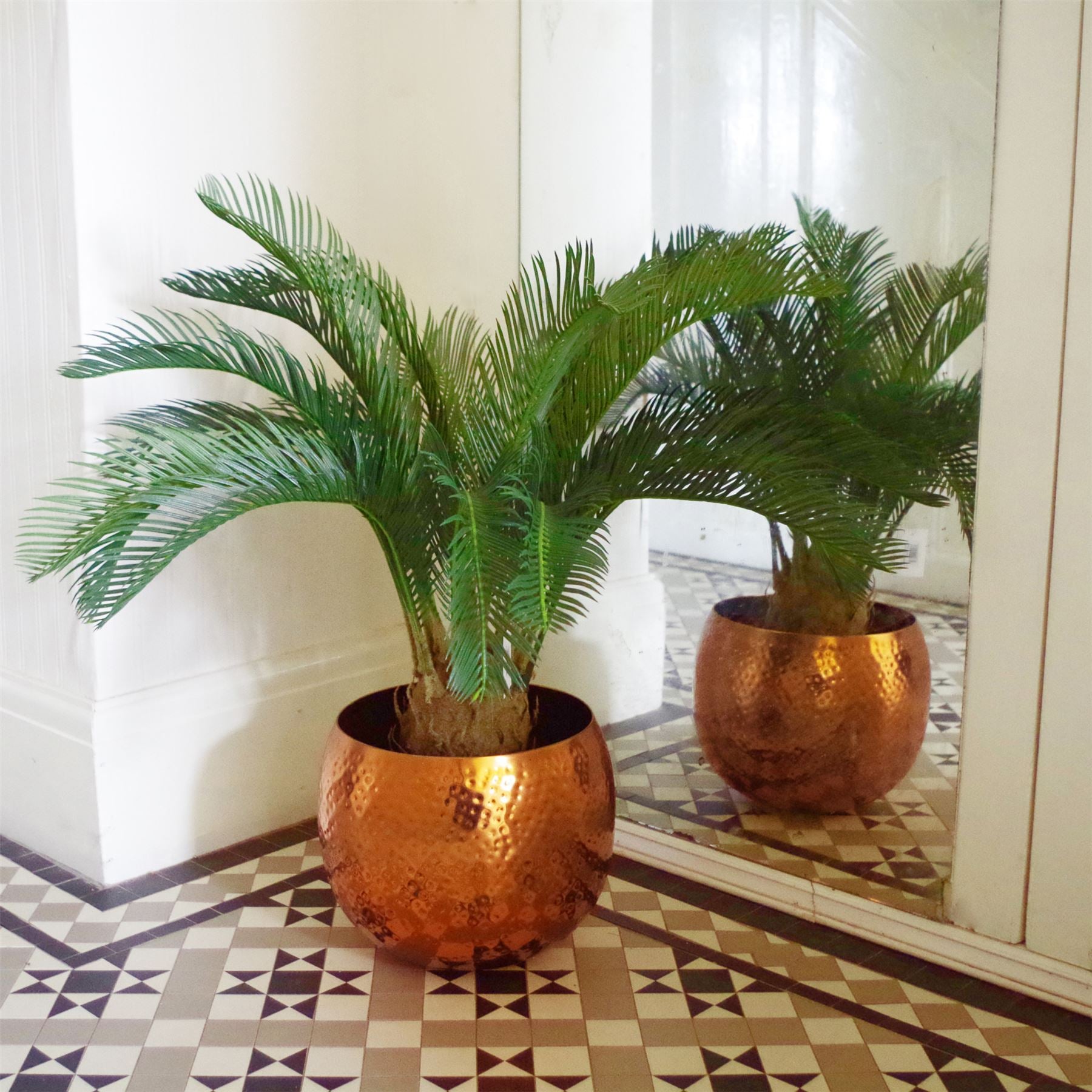 80cm Artificial Cycas Palm Tropical Tree in Black Plastic Pot