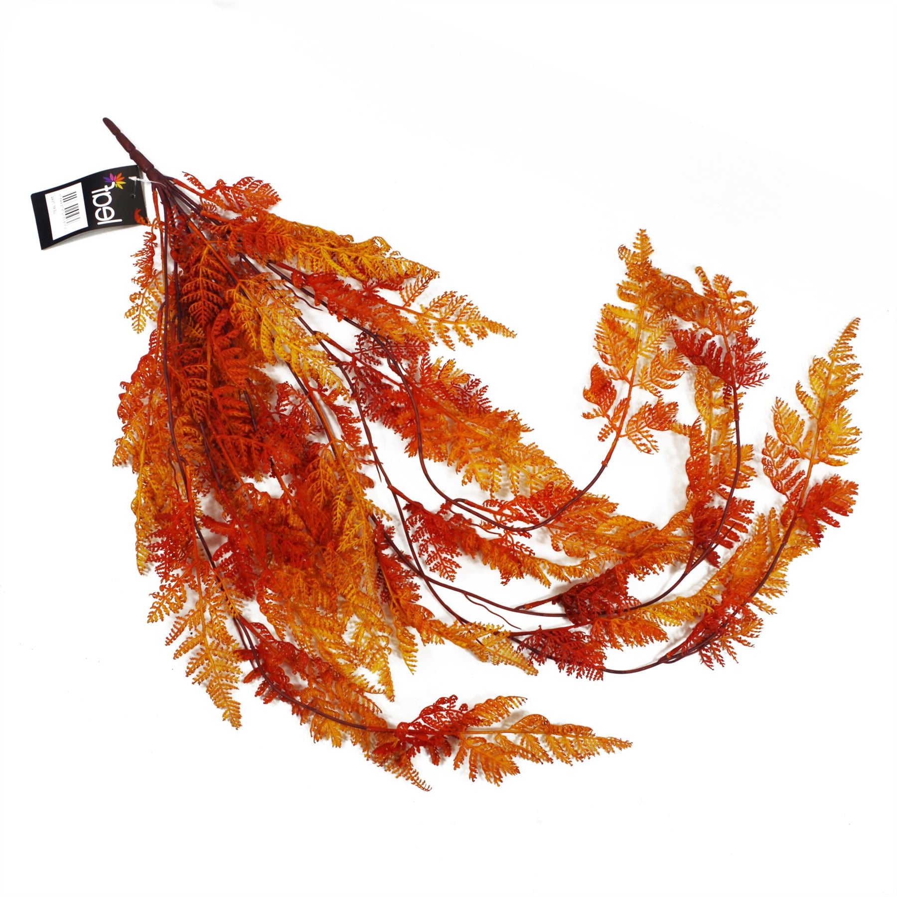 100cm Artificial Hanging Maidenhair Fern Plant Autumn Orange by Leaf, Bare Stem, Unpotted