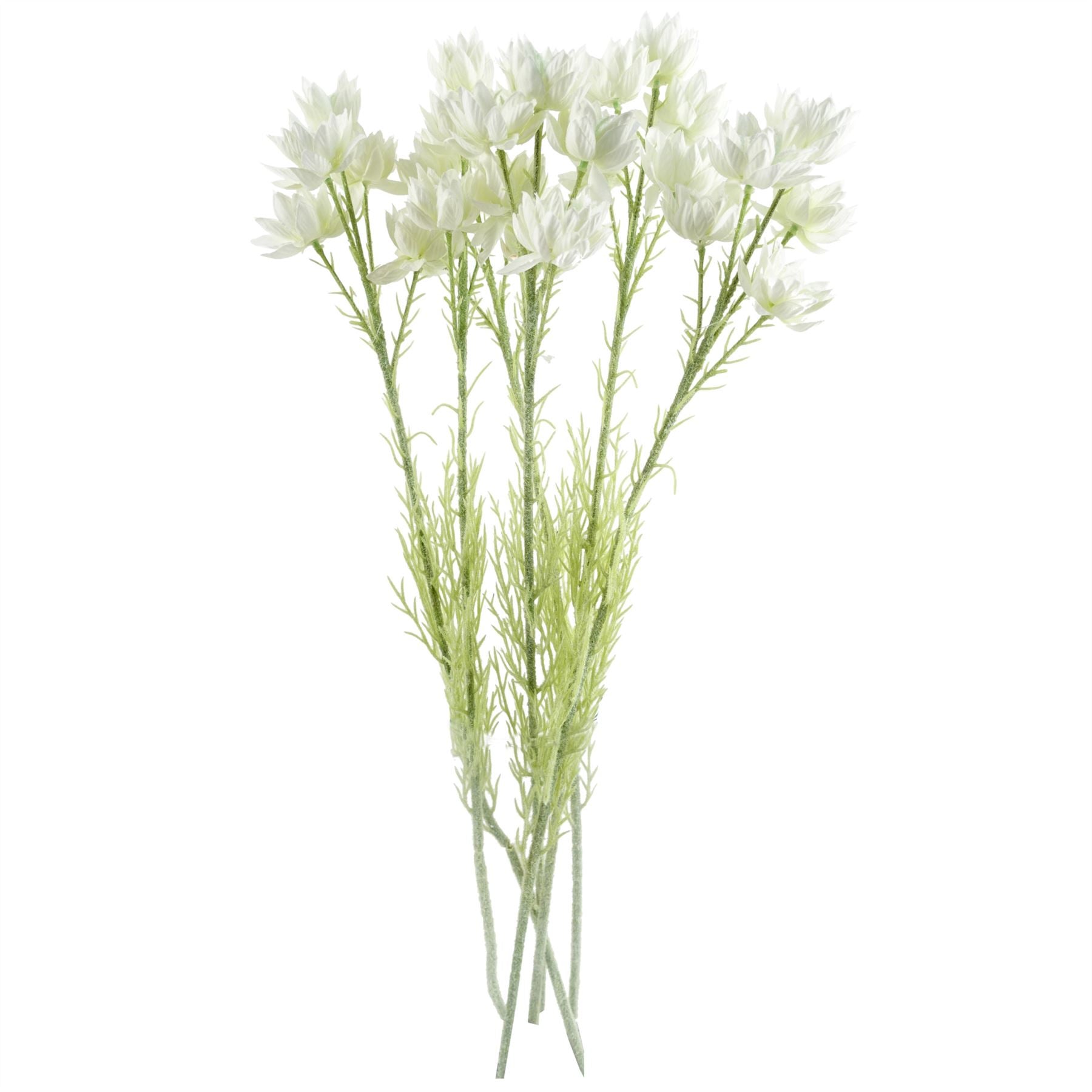 Leaf Pack of 6 White Starflower Stems 60cm - 30 Silk Flowers