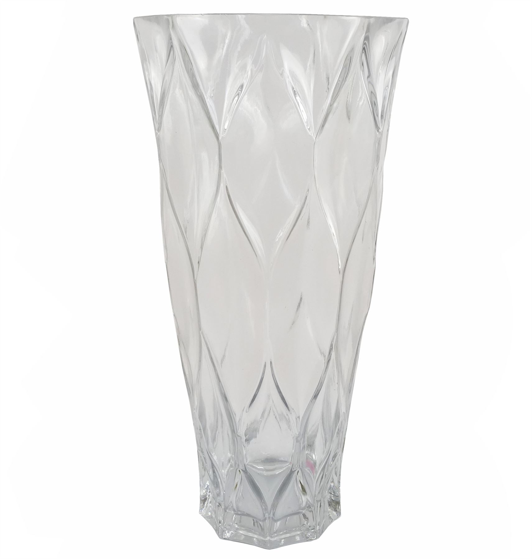 Leaf 35cm Clear Chunky Ridged Glass Vase