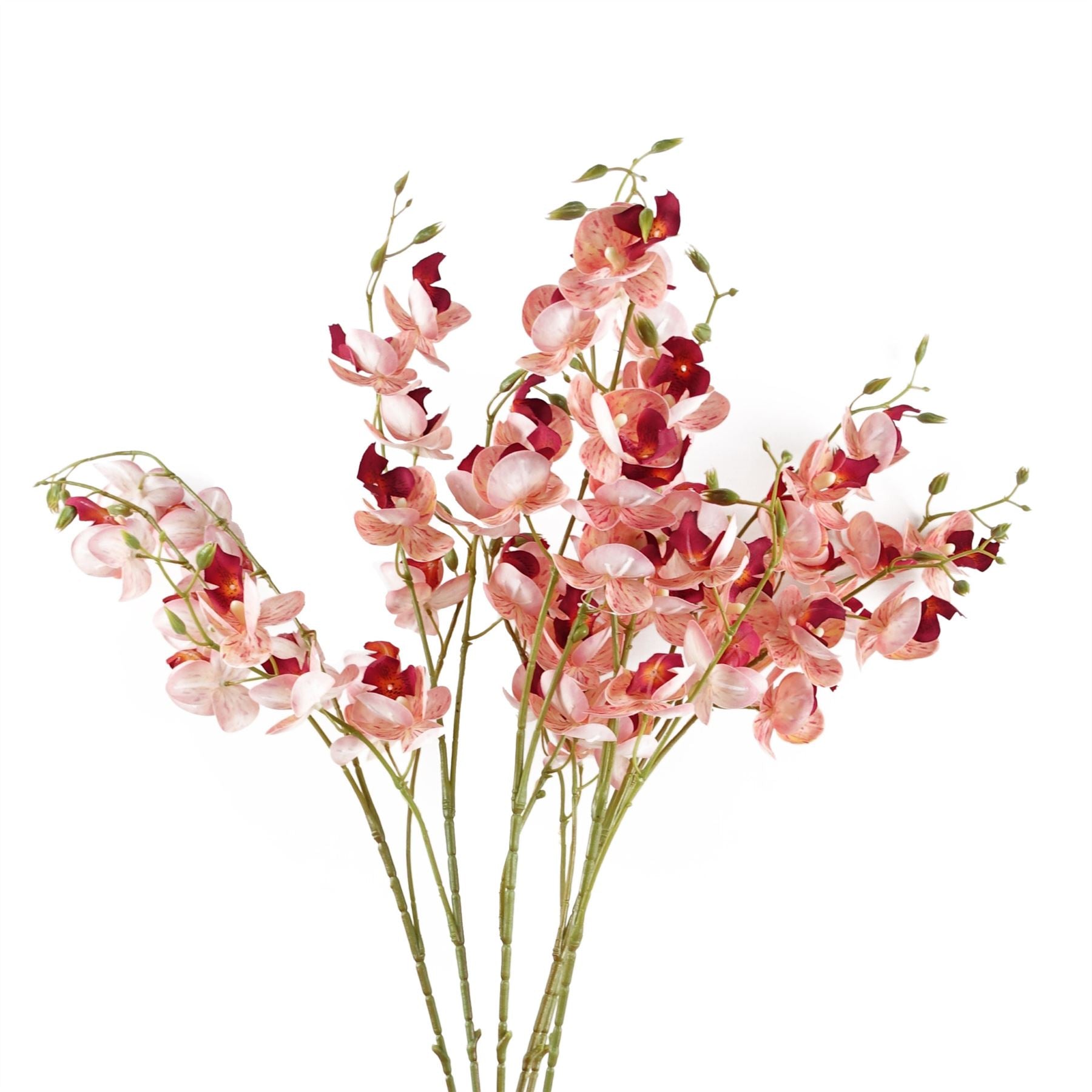 Leaf Pack of 6 Pink Artificial Mini Orchid Stems 80cm