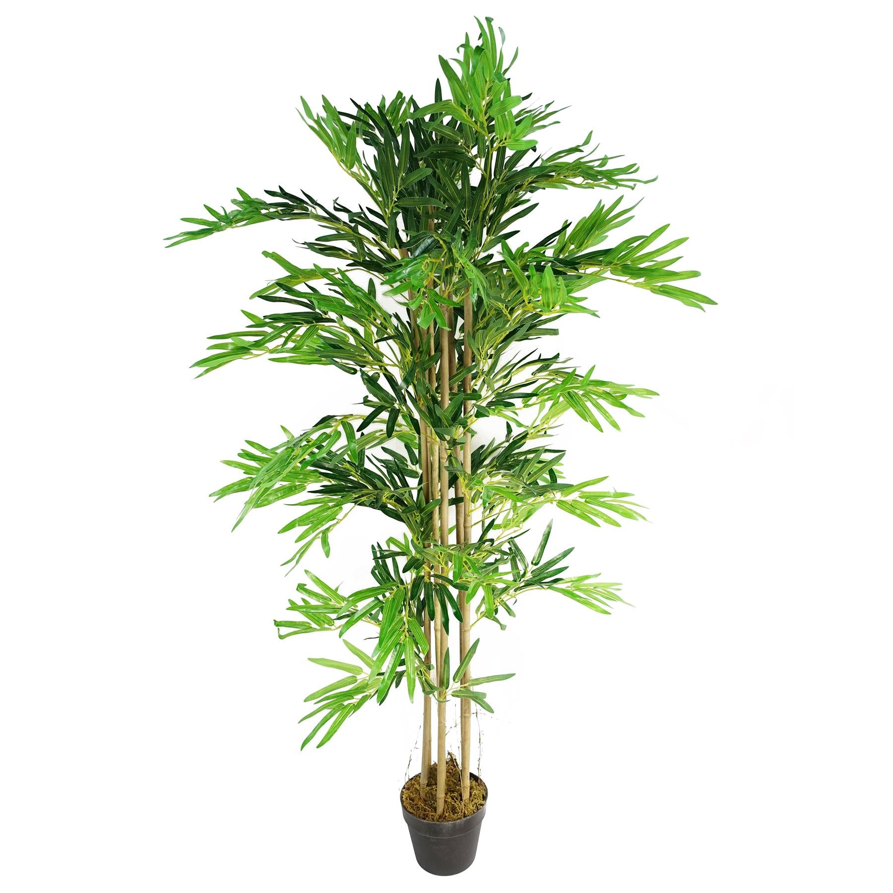 Leaf 150cm (5ft) Artificial Bamboo Tree - Natural Green, Real Bamboo Canes, Potted