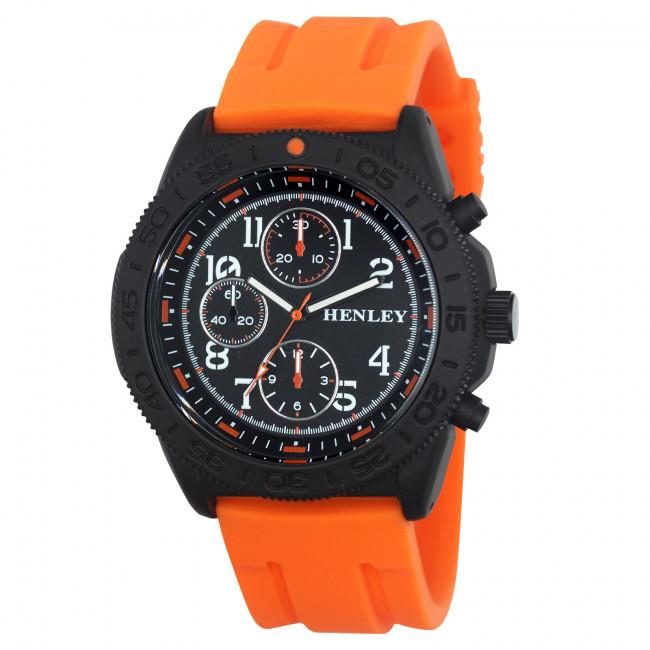 Henley Men’s Multi Eye Black Dial Orange Sports Silicone Strap Watch