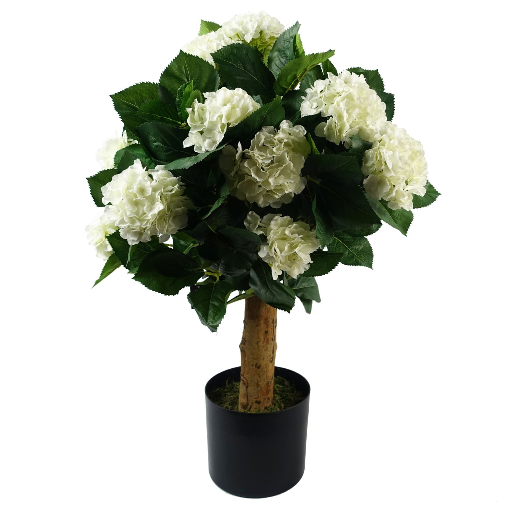 Leaf 75cm Artificial White Hydrangea Bush Potted