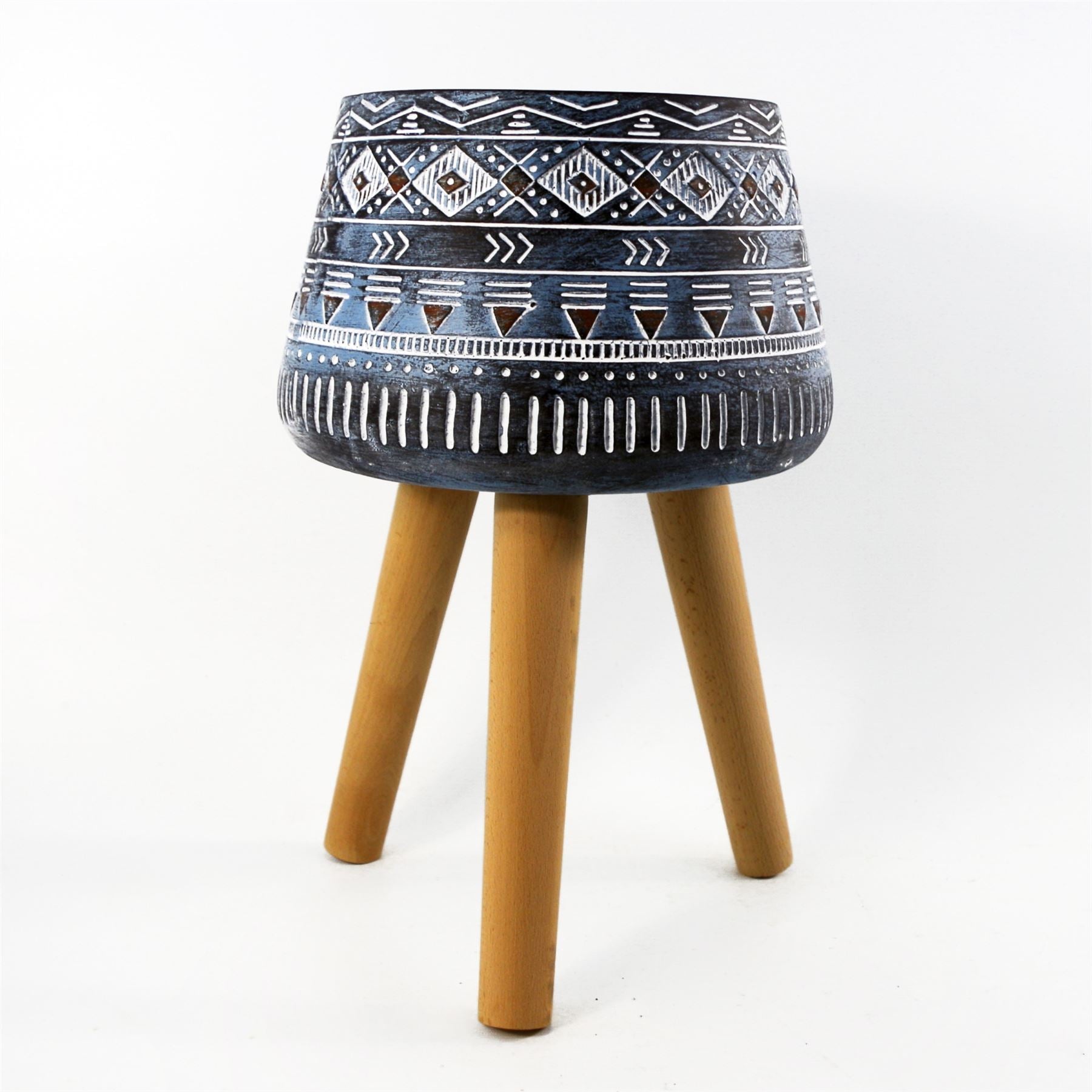 Leaf 44cm x 26cm Aztec Blue Fibreglass Composite Large Planter