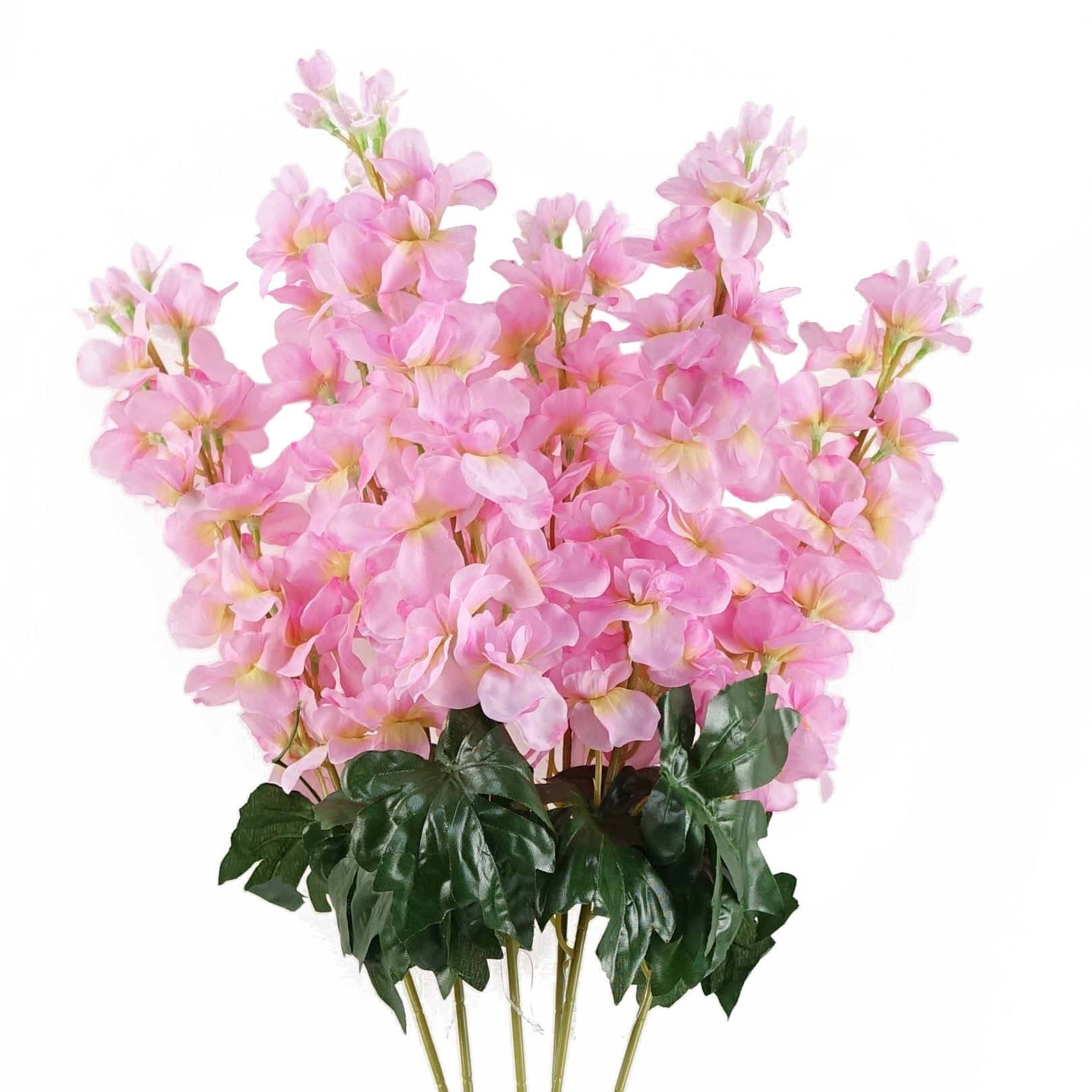 Pack of 6 Pink Delphinium Artificial Flower Stems 75cm Silk Petals