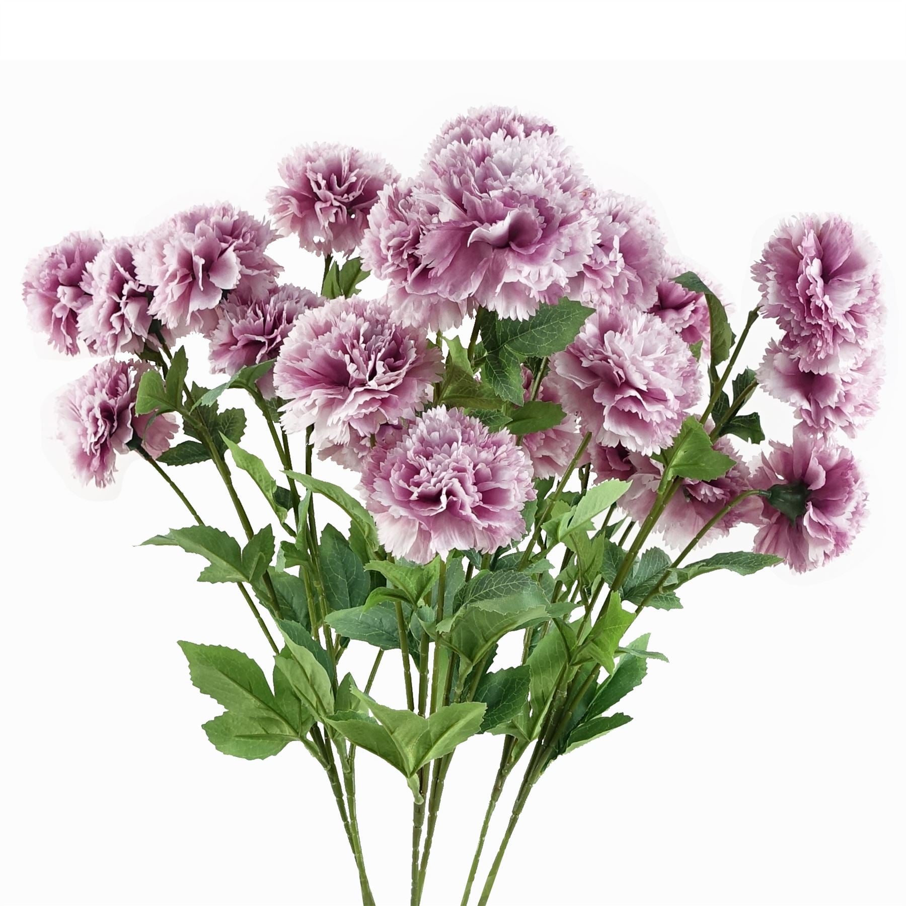 Leaf Pack of 6 Pink Artificial Carnation Stems, 70cm, 24 Silk Flowers