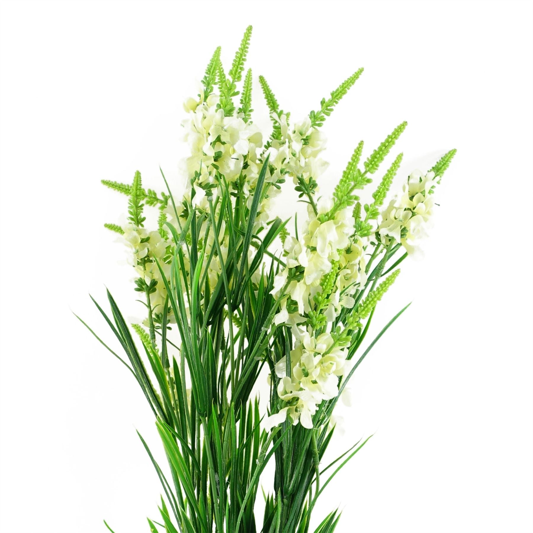 Leaf Pack of 6 White Larkspur Artificial Stems 80cm with Silk Flowers