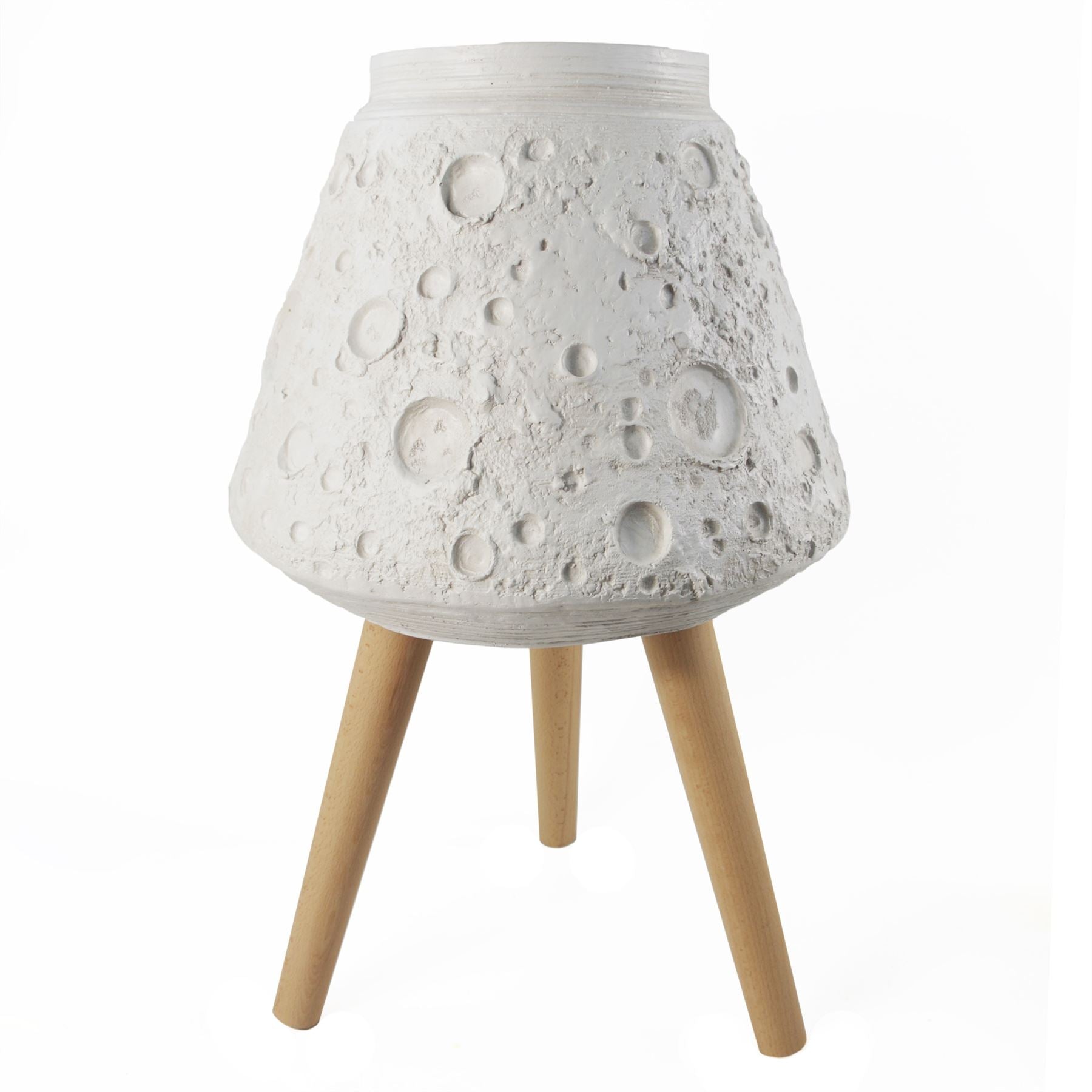 Leaf Large Lunar White Fibreglass Composite Planter with Wooden Legs, 62cm x 40cm