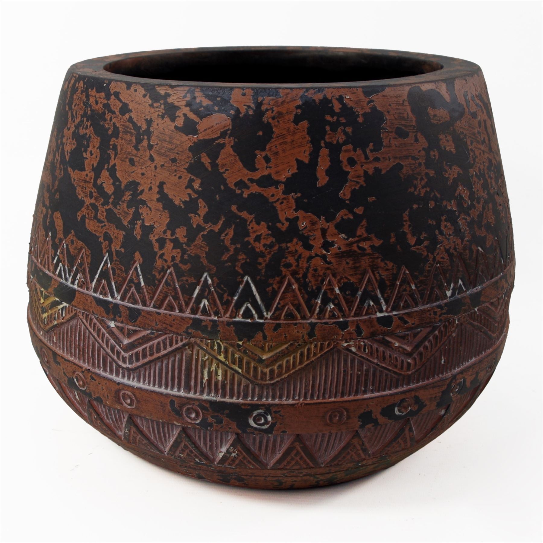 Leaf Large Zaturn Rustic Fibreglass Composite Planter Brown / Black