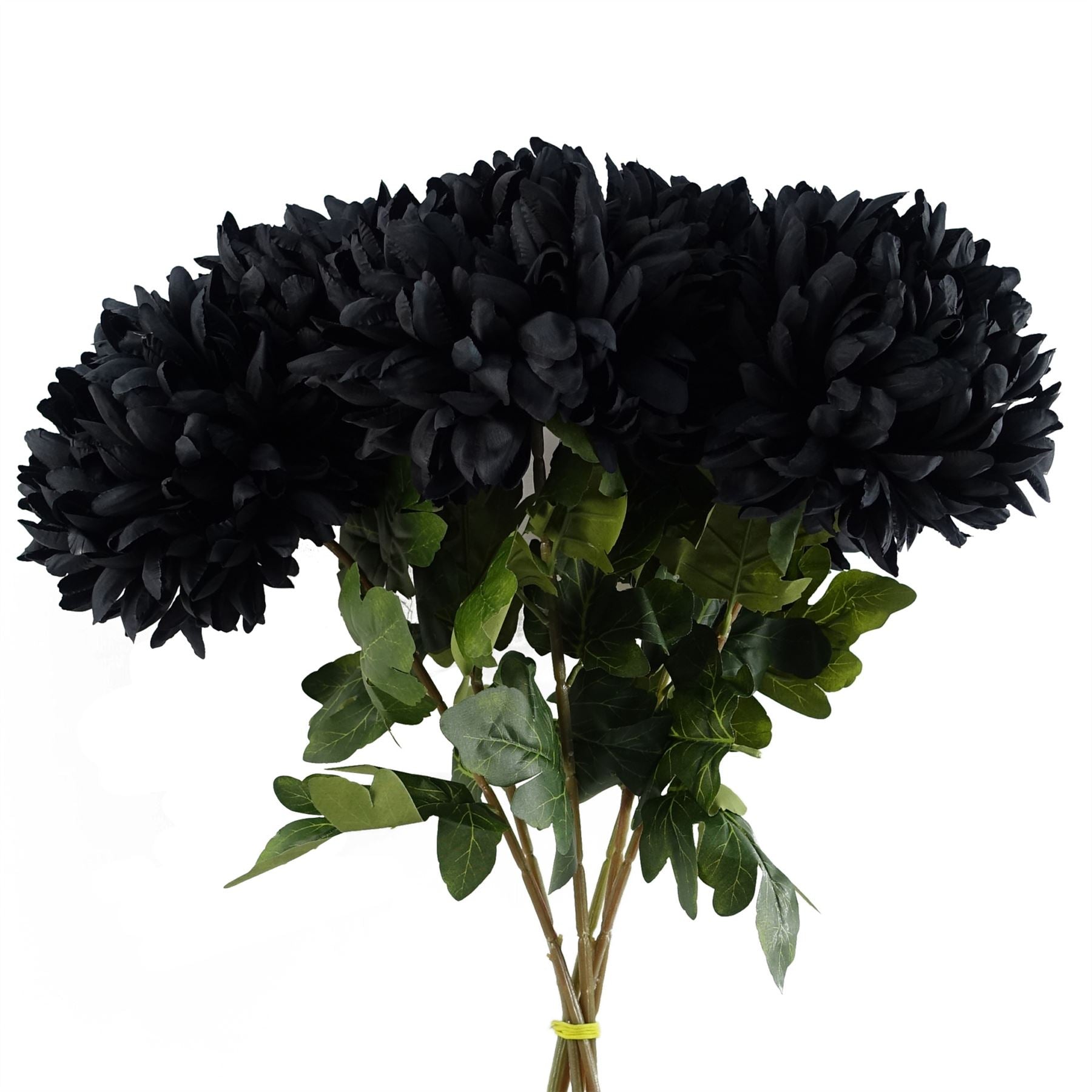 Leaf Pack of 6 Black Extra Large Reflex Chrysanthemum Silk Flower Stems 75cm