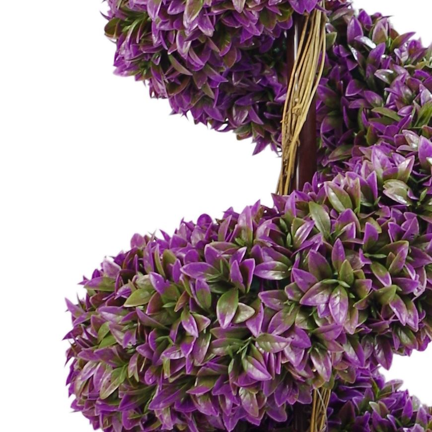 90cm Purple Artificial Boxwood Spiral Tree with Decorative Planter