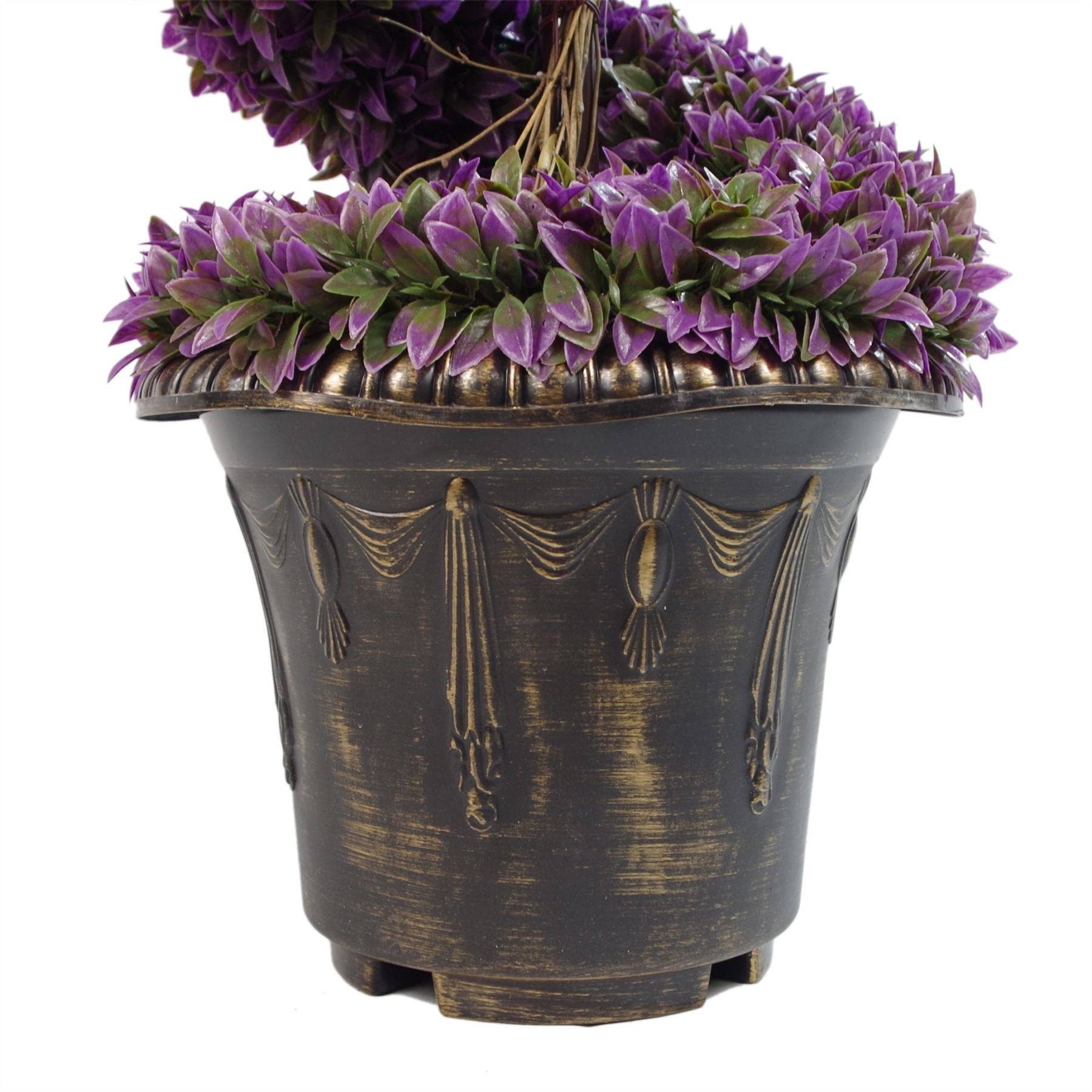 90cm Purple Artificial Boxwood Spiral Tree with Decorative Planter