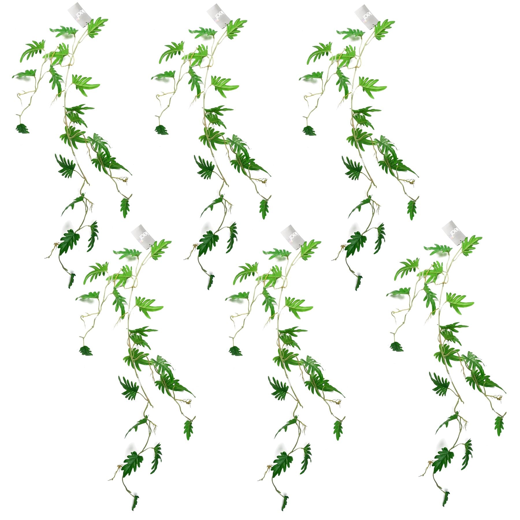 Pack of 6 Artificial Hanging Trailing Philodendron Cheese Small Leaf Plant, 100cm