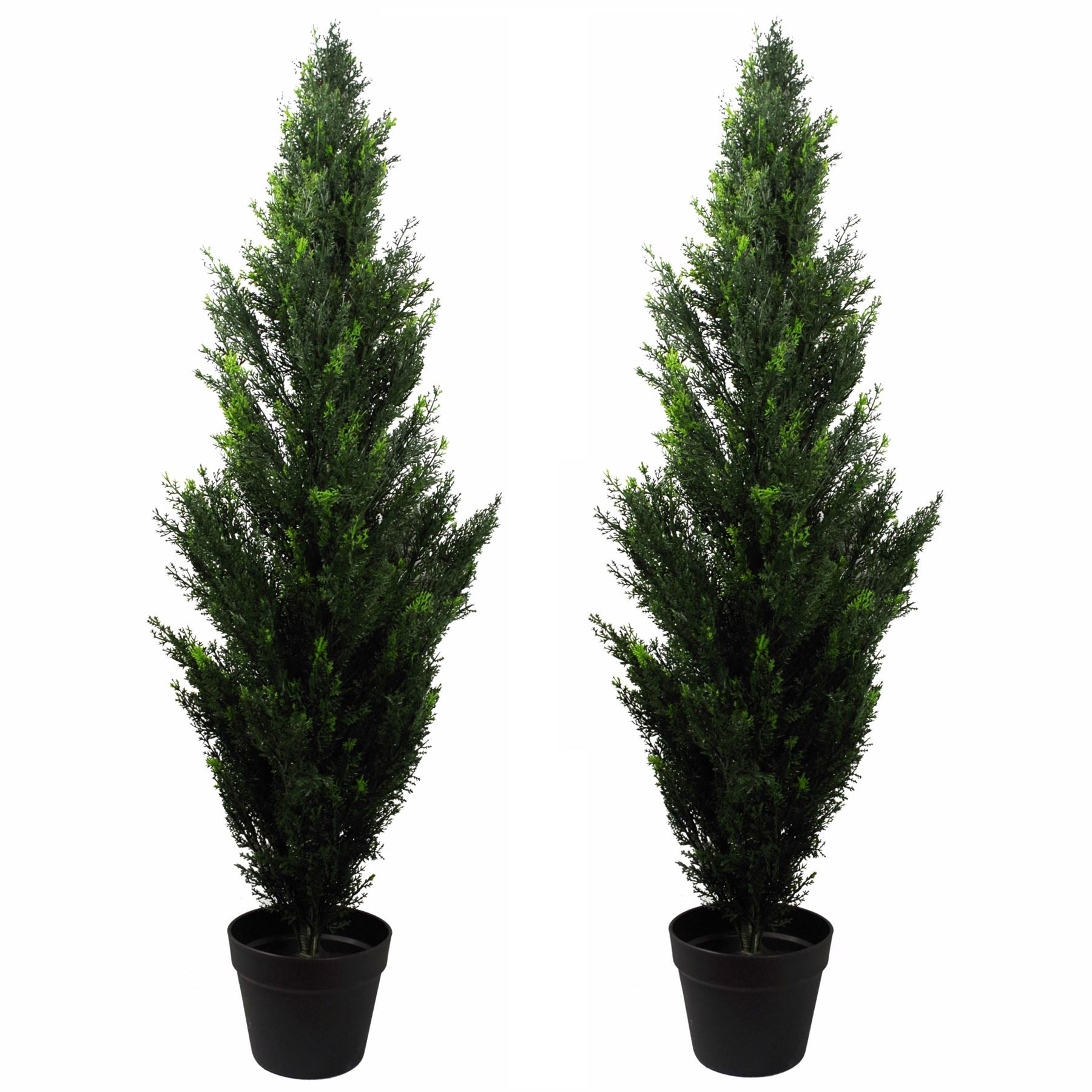 120cm Pair Artificial Cedar Cypress Topiary Trees, UV Resistant, Indoor/Outdoor, Potted