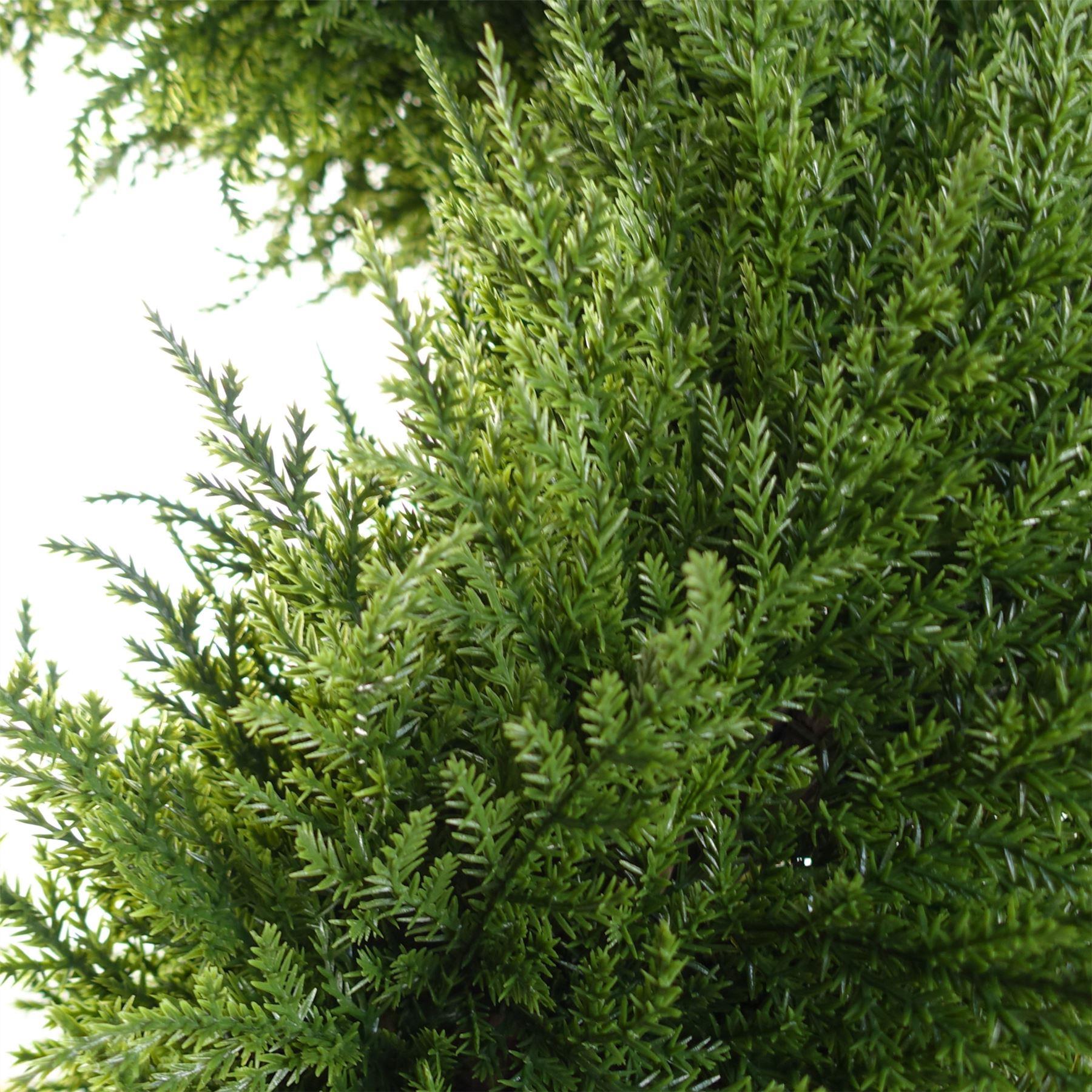 120cm Pair of Artificial Spiral Cypress Topiary Trees in Plain Plastic Pots