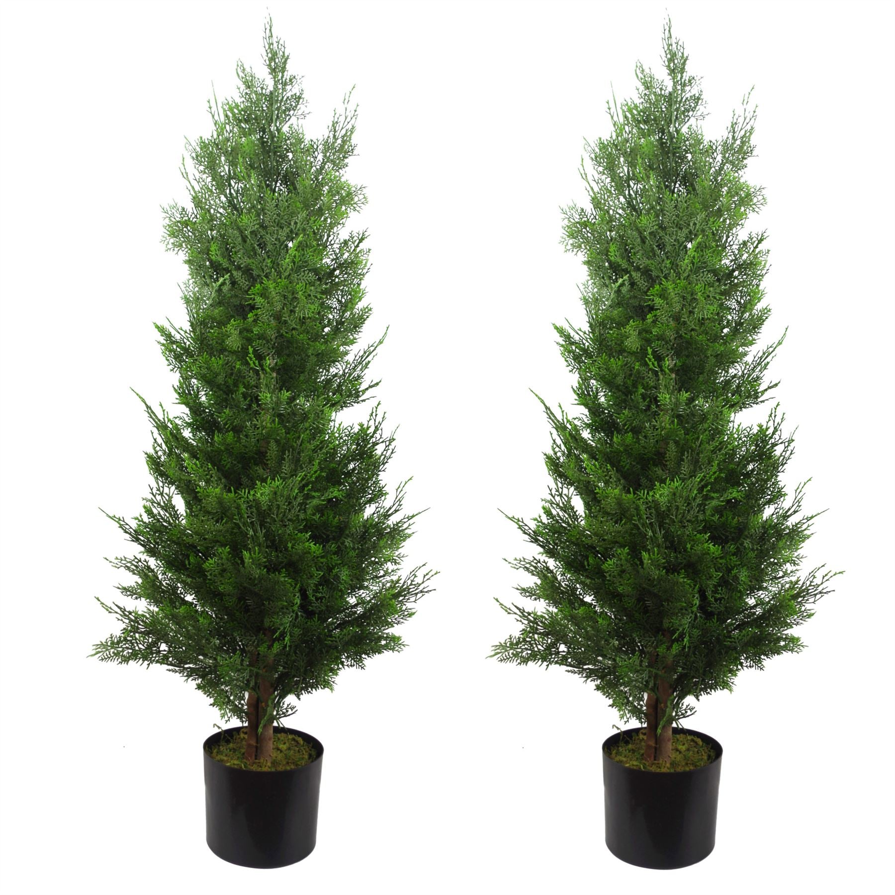 120cm Pair of Artificial Cedar Topiary Trees, Potted, Suitable for Indoor and Outdoor Use