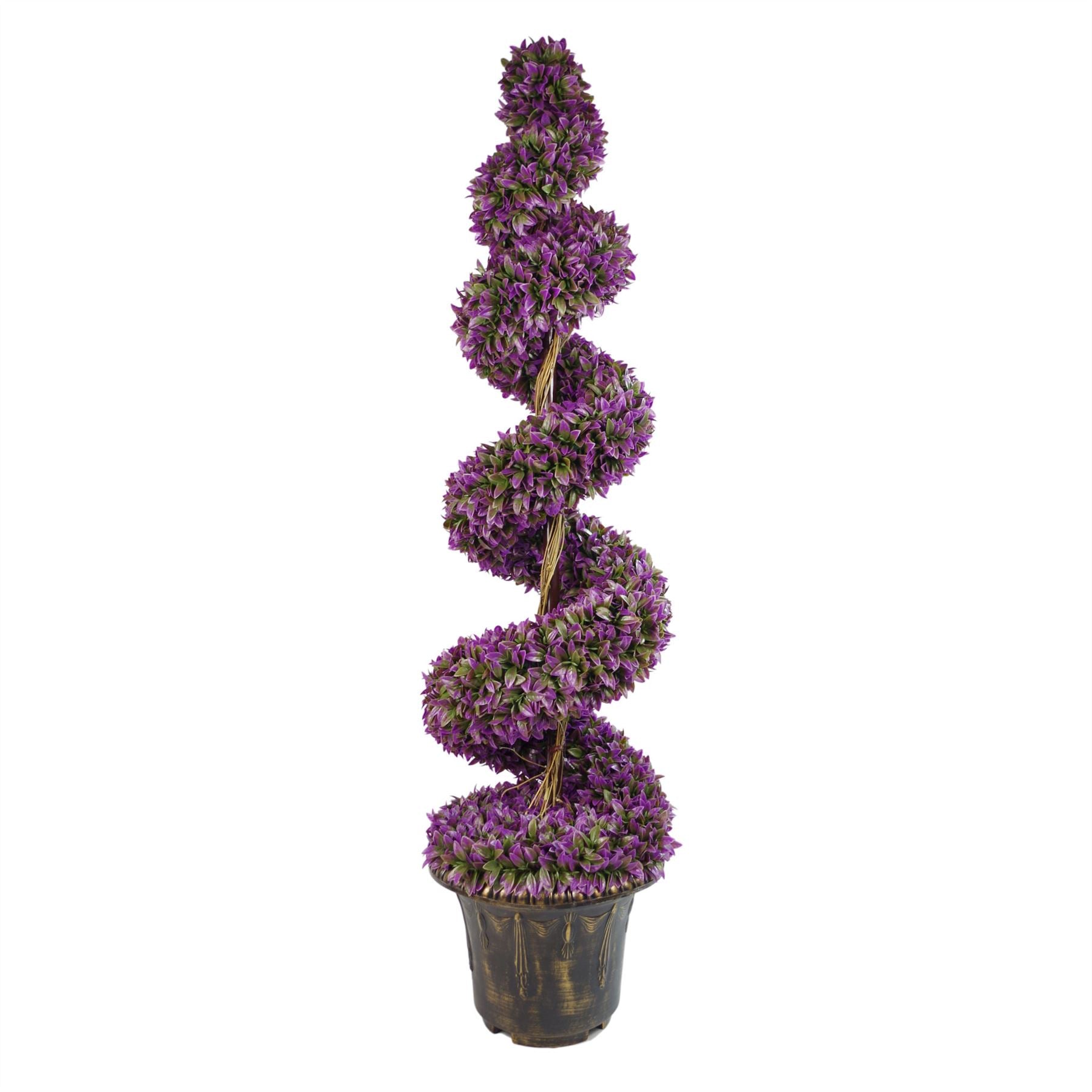 Leaf 120cm Purple Large Leaf Artificial Boxwood Spiral Tree with Decorative Planter