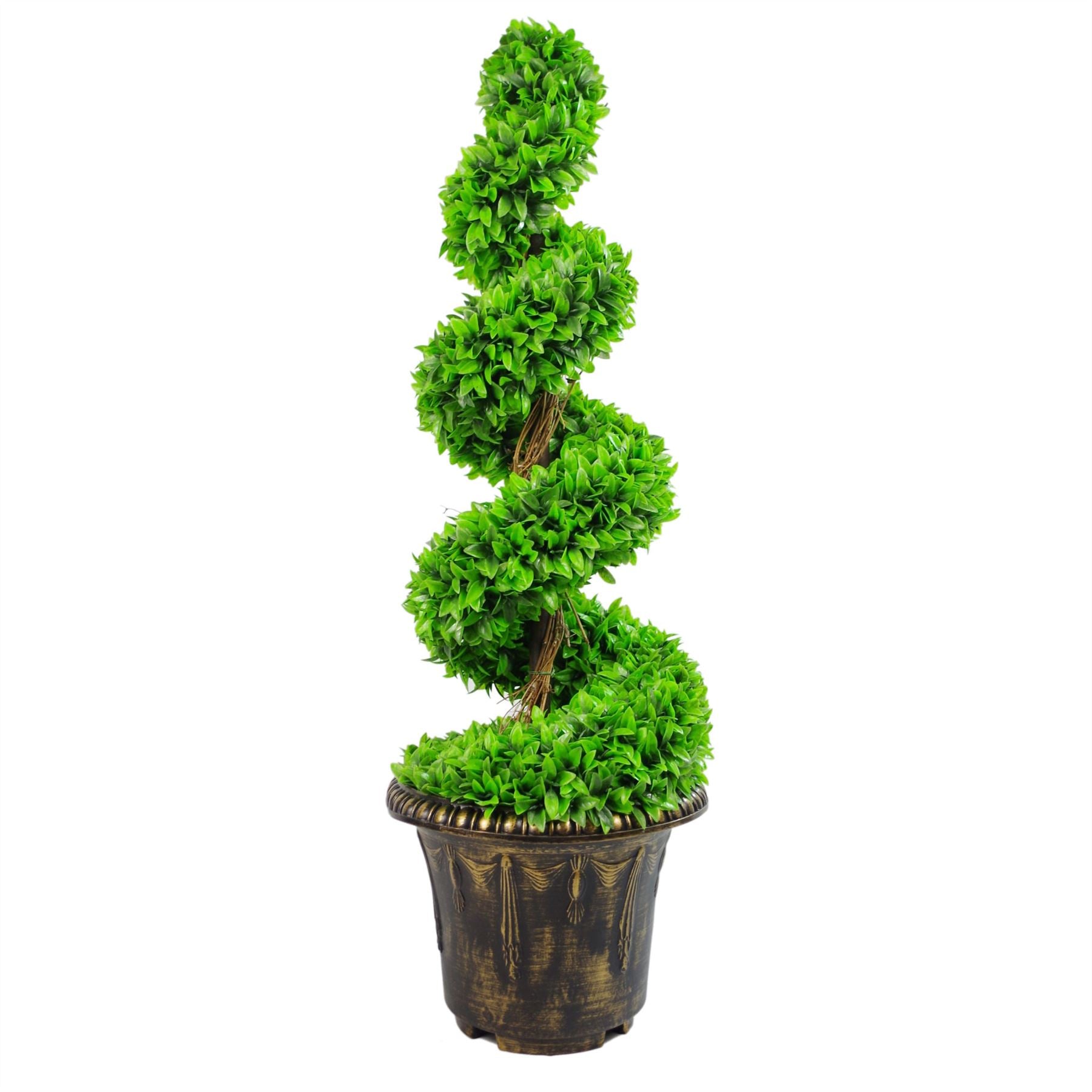 Leaf 120cm Green Artificial Boxwood Spiral Tree with Decorative Planter