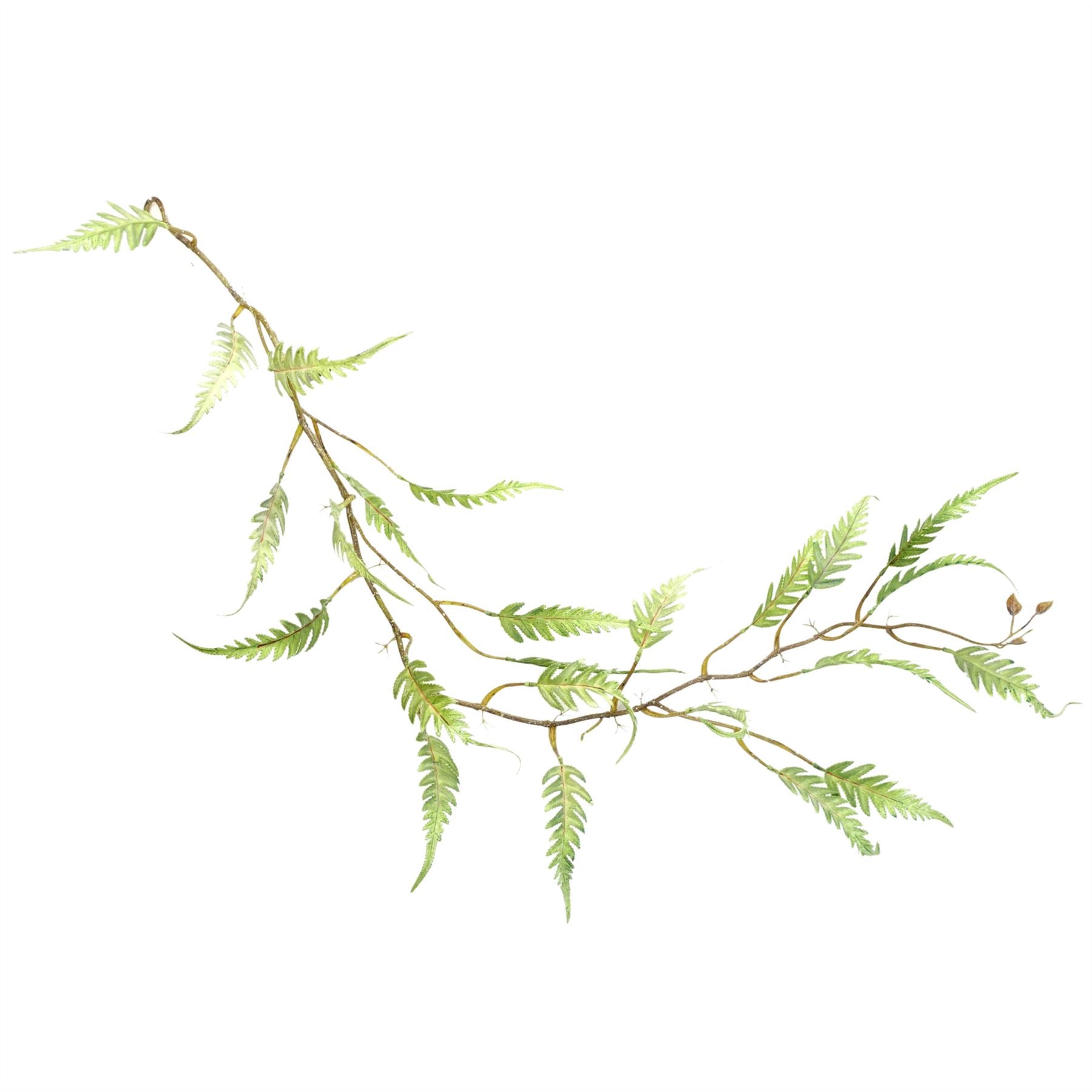 Leaf Pack of 6 Artificial Hanging Trailing Fern Plant, 125cm Long, Green, Large Leaf, Plastic Stems