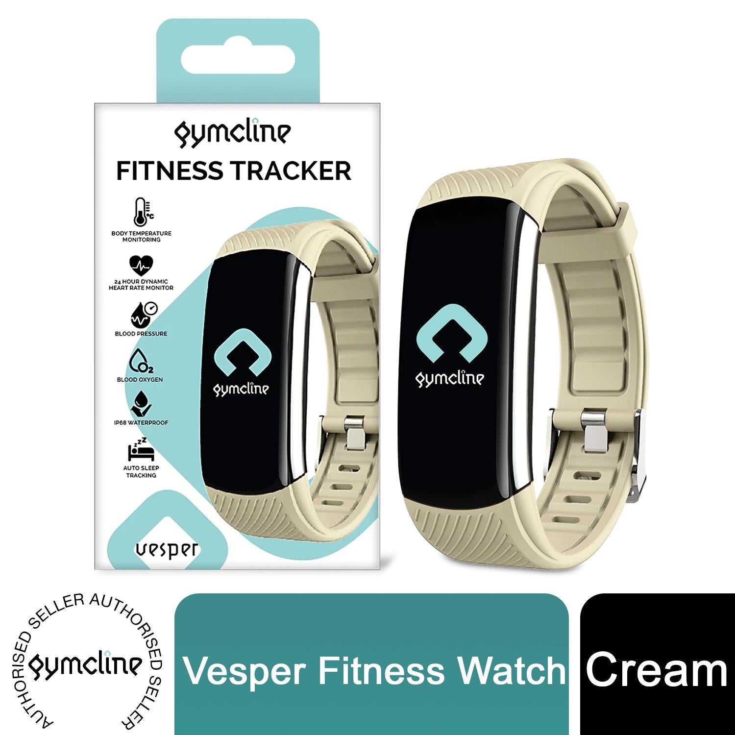 Gymcline Vesper Fitness Tracker with Body Temperature Monitoring, Heart Rate, Blood Oxygen & Blood Pressure Tracking, IP68 Water Resistance