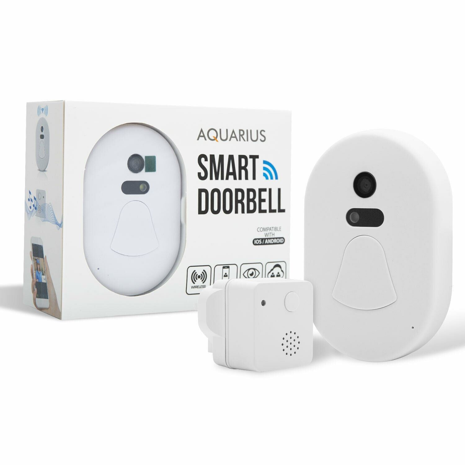 Aquarius WiFi Wireless Smart Camera Doorbell with Night Vision and Real-Time Alerts
