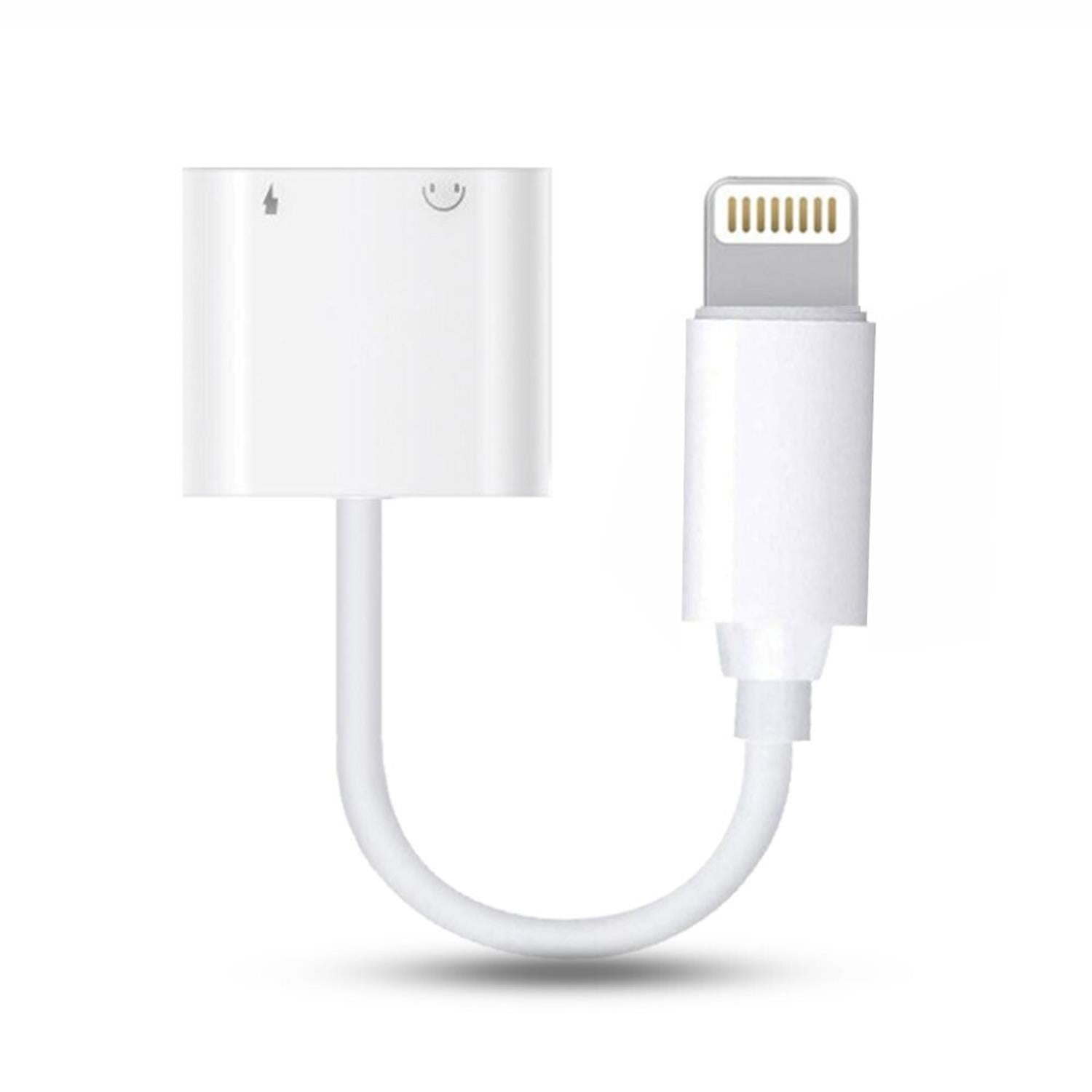 FX 2-in-1 Phone Audio Adapter for Phone 7/7 Plus/8/8 Plus/X/XS Max/XR, Audio + Charge, White