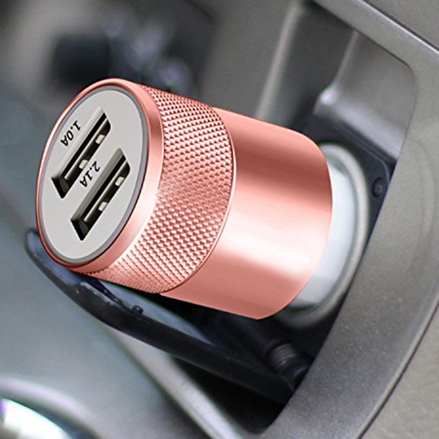 FX Powabud Dual USB 2.1A Car Charger Rose Gold