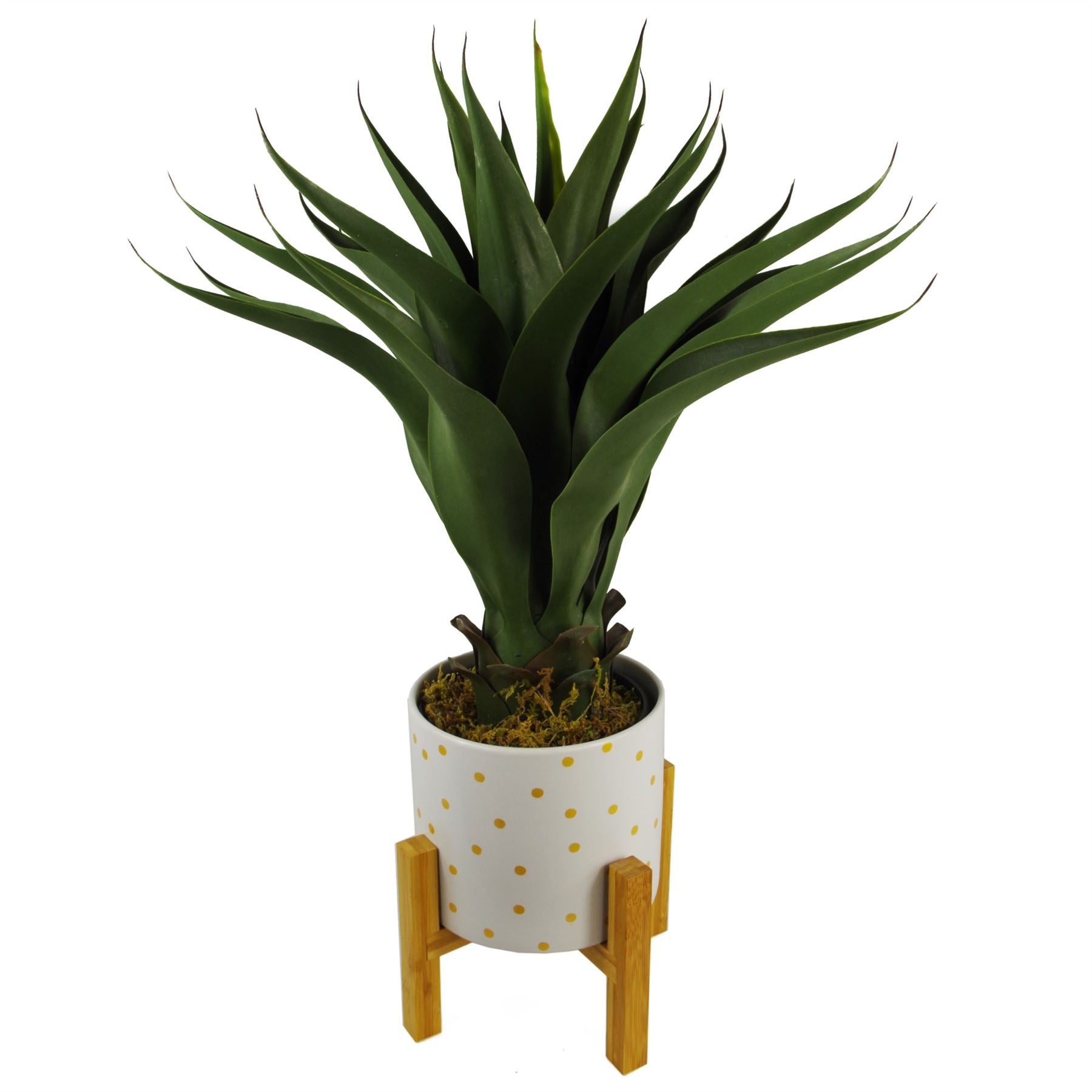 55cm Artificial Tropical Yucca Plant in Plain Plastic Pot, Fully Assembled by Leaf Design UK