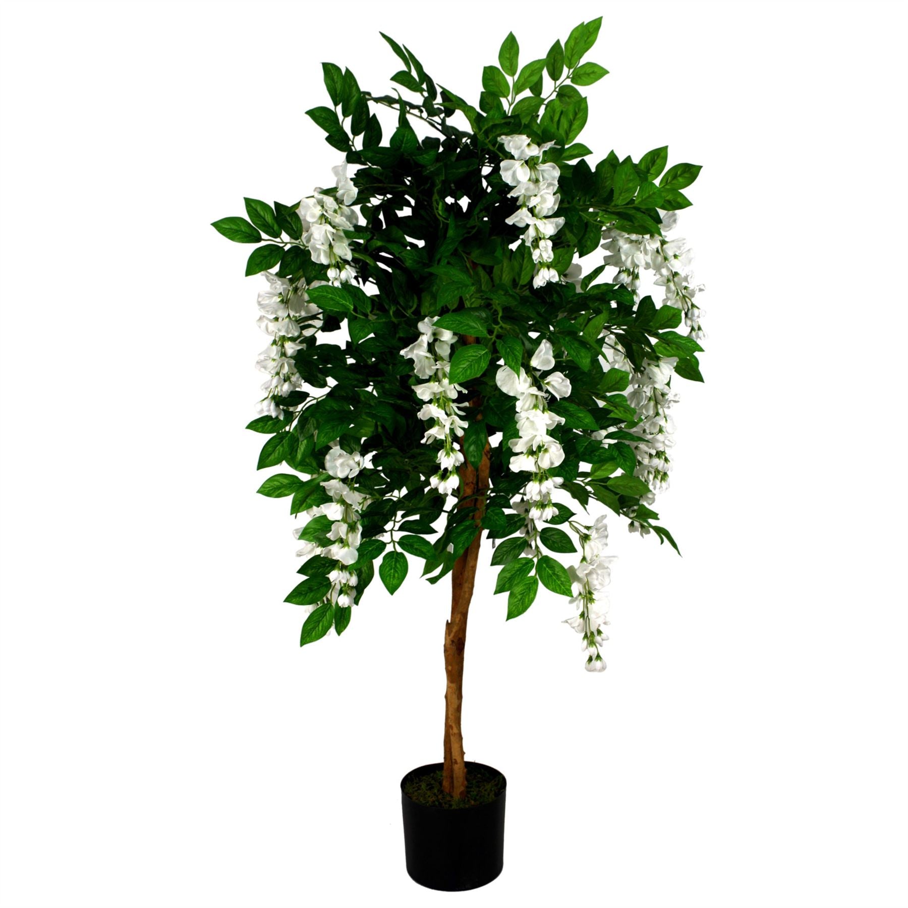 130cm Artificial White Wisteria Tree with Silk Flowers, Premium Range, Potted