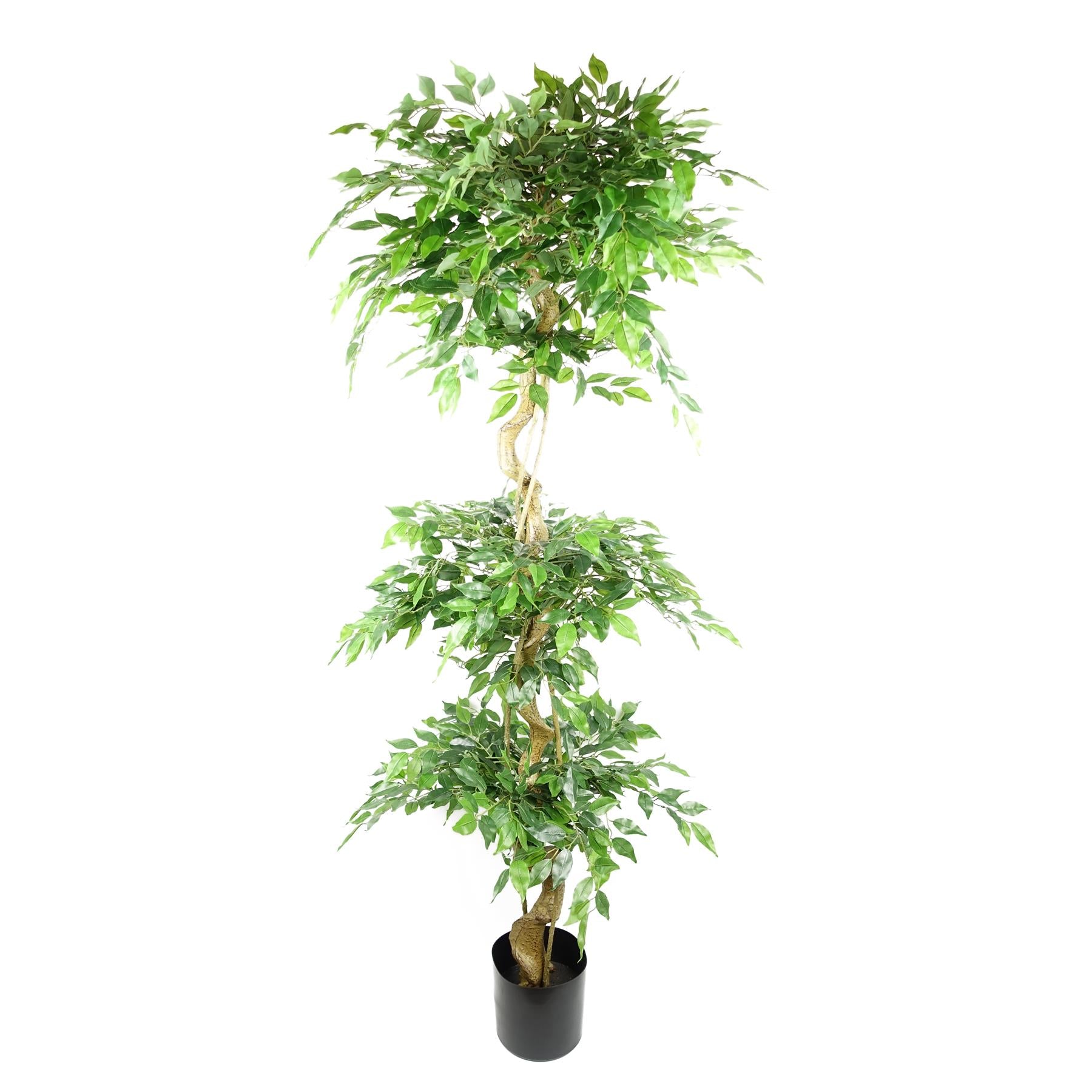 180cm Artificial Ficus Tree Triple Ball Topiary with 1984 Leaves