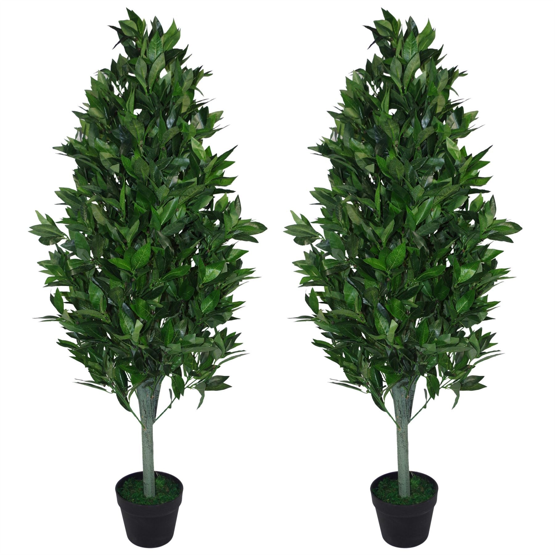 Pair of 120cm Artificial Topiary Bay Trees, Pyramid Cone Shape, Potted, Extra Large