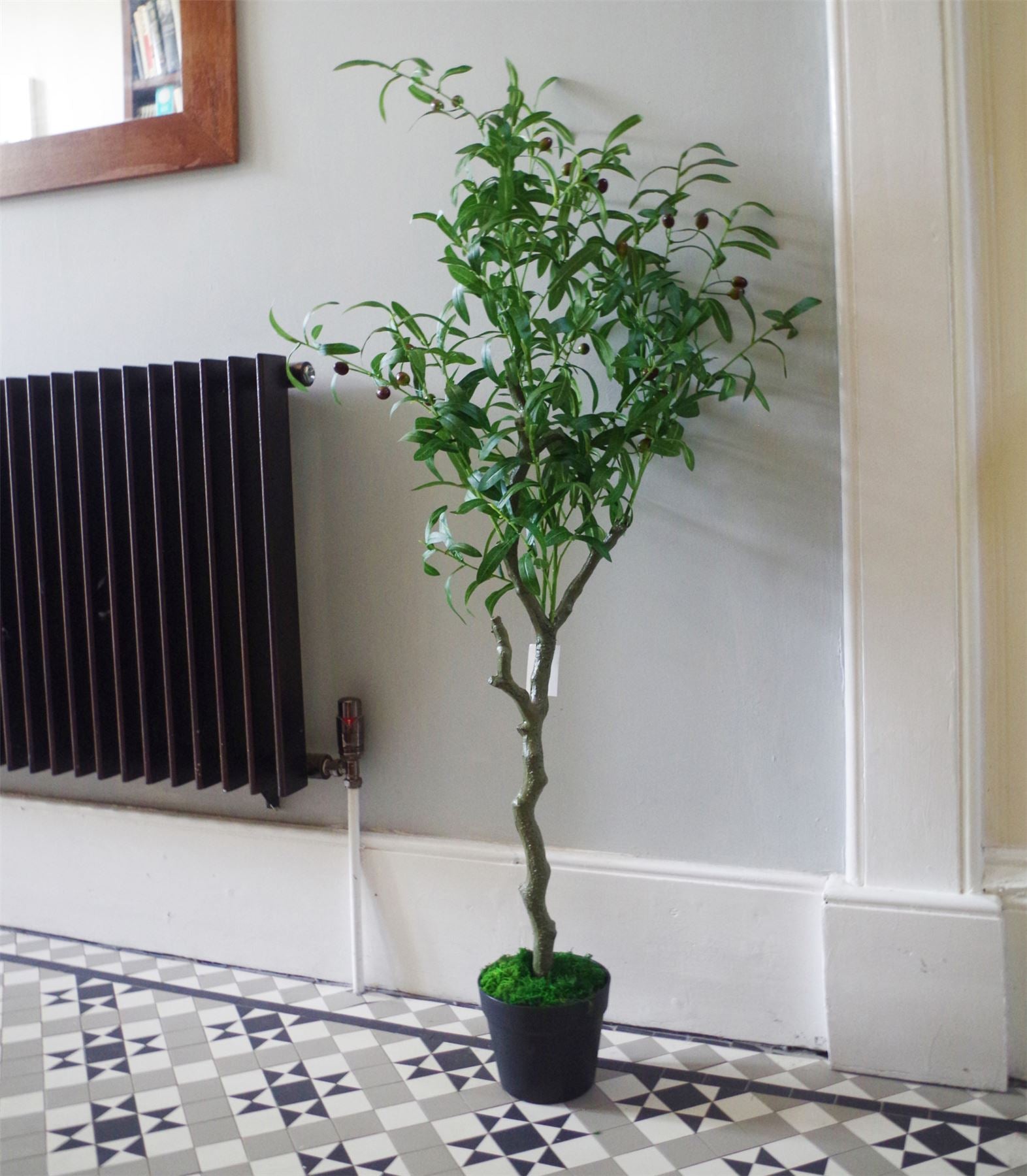 Leaf 120cm Artificial Olive Tree with Pot, Natural Style, Wired Stems, Realistic Olives